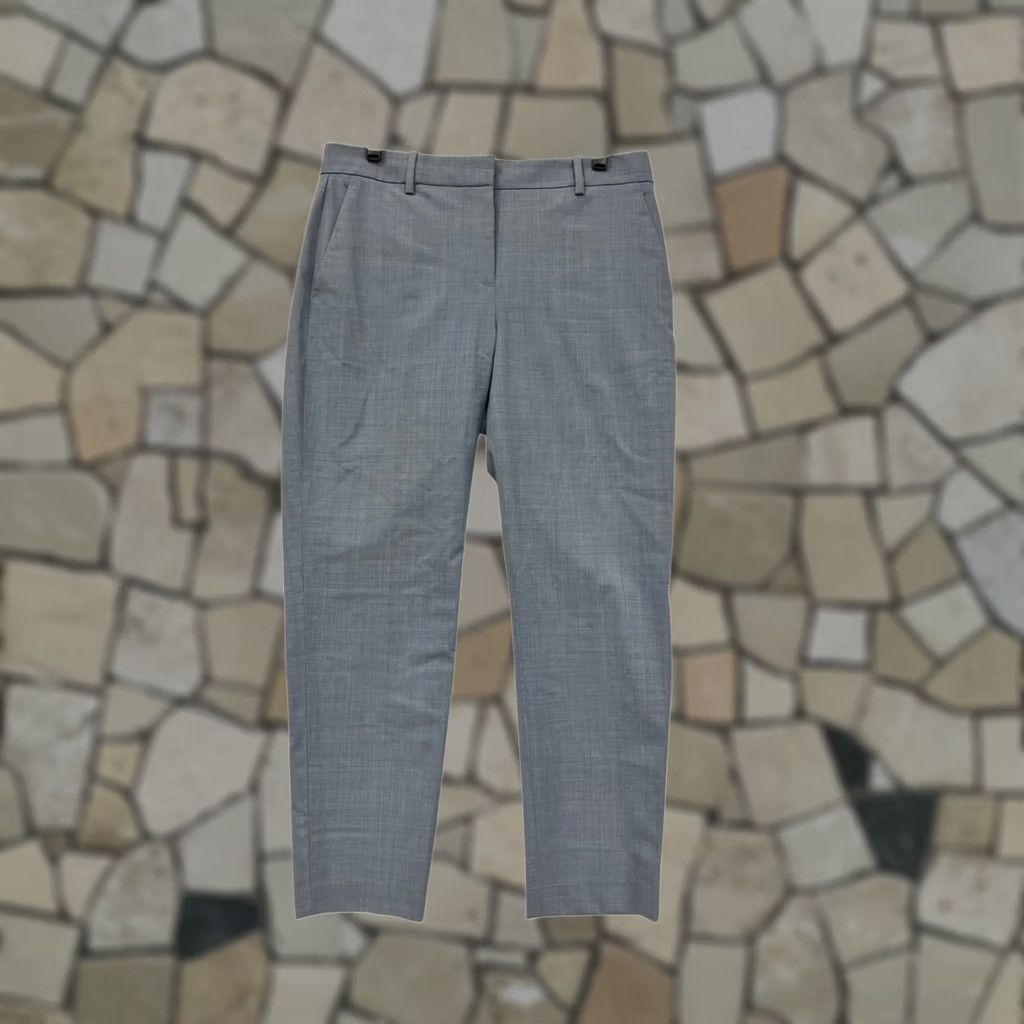 Theory Theory Wool-Blend Trousers Womens 6 Gray Dress Pants Pockets Front Back Zip Fly Button Closure Straight-Leg Tailored Like New Size 28" / US 6 / IT 42 - 1 Thumbnail
