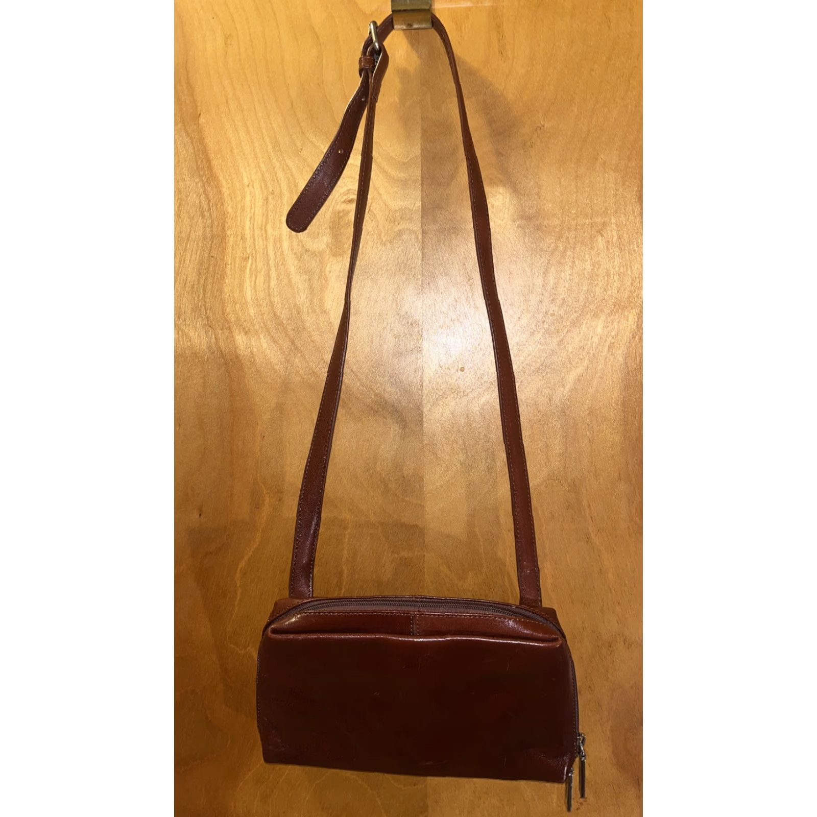 Vintage VINTAGE Hobo Small Leather Purse, Dark Brown, 90s Bohemian, Womens Size ONE SIZE - 2 Thumbnail