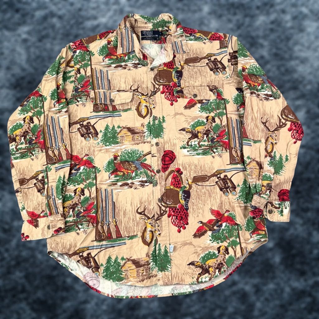 Polo Ralph Lauren VINTAGE Polo Ralph Lauren Shirt Mens L Quail Hunting Country Sportsman USA 90s Size US L / EU 52-54 / 3 - 1 Thumbnail