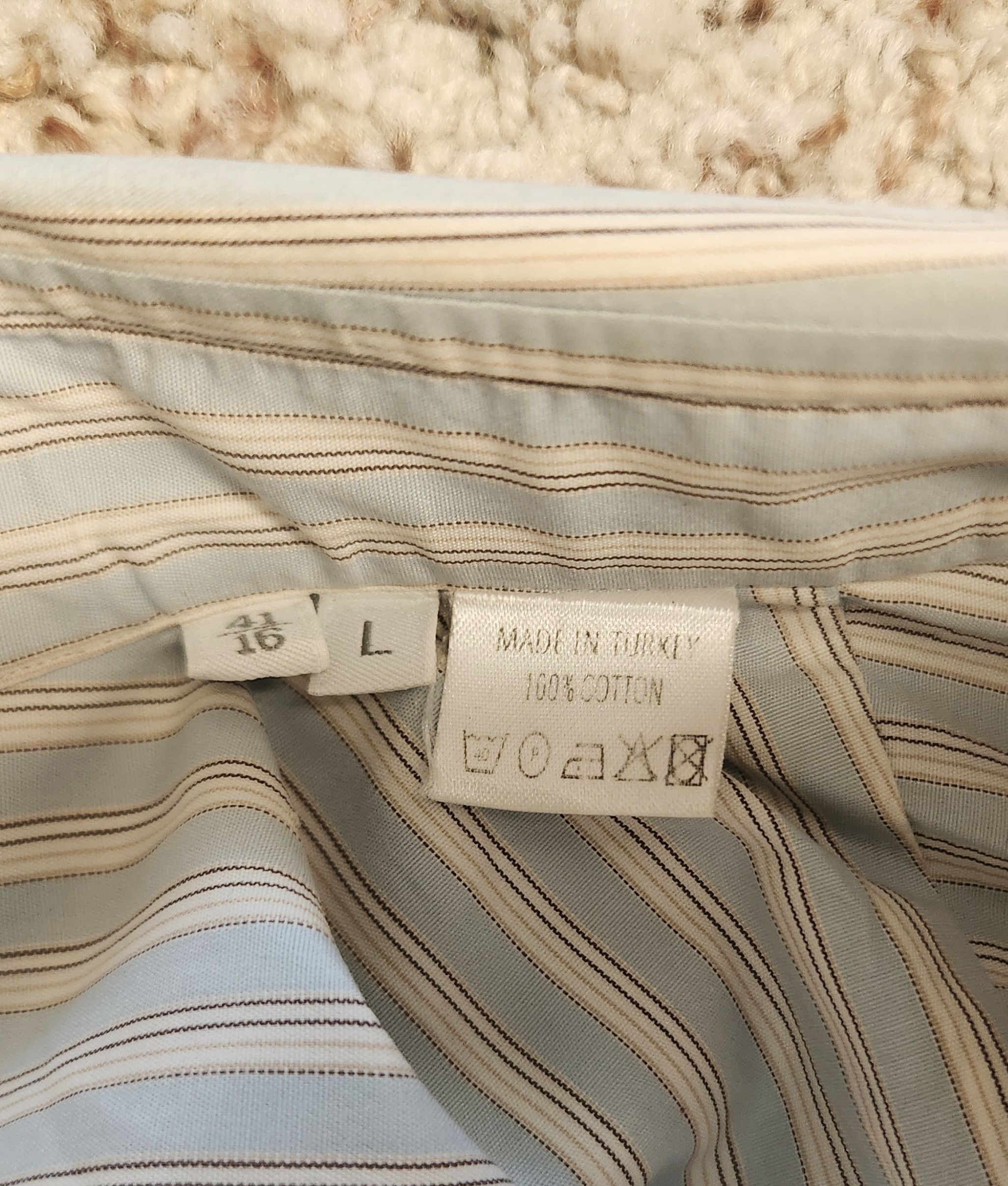 Ermenegildo Zegna Zegna men's striped shirt L cotton button front Size US L / EU 52-54 / 3 - 9 Thumbnail