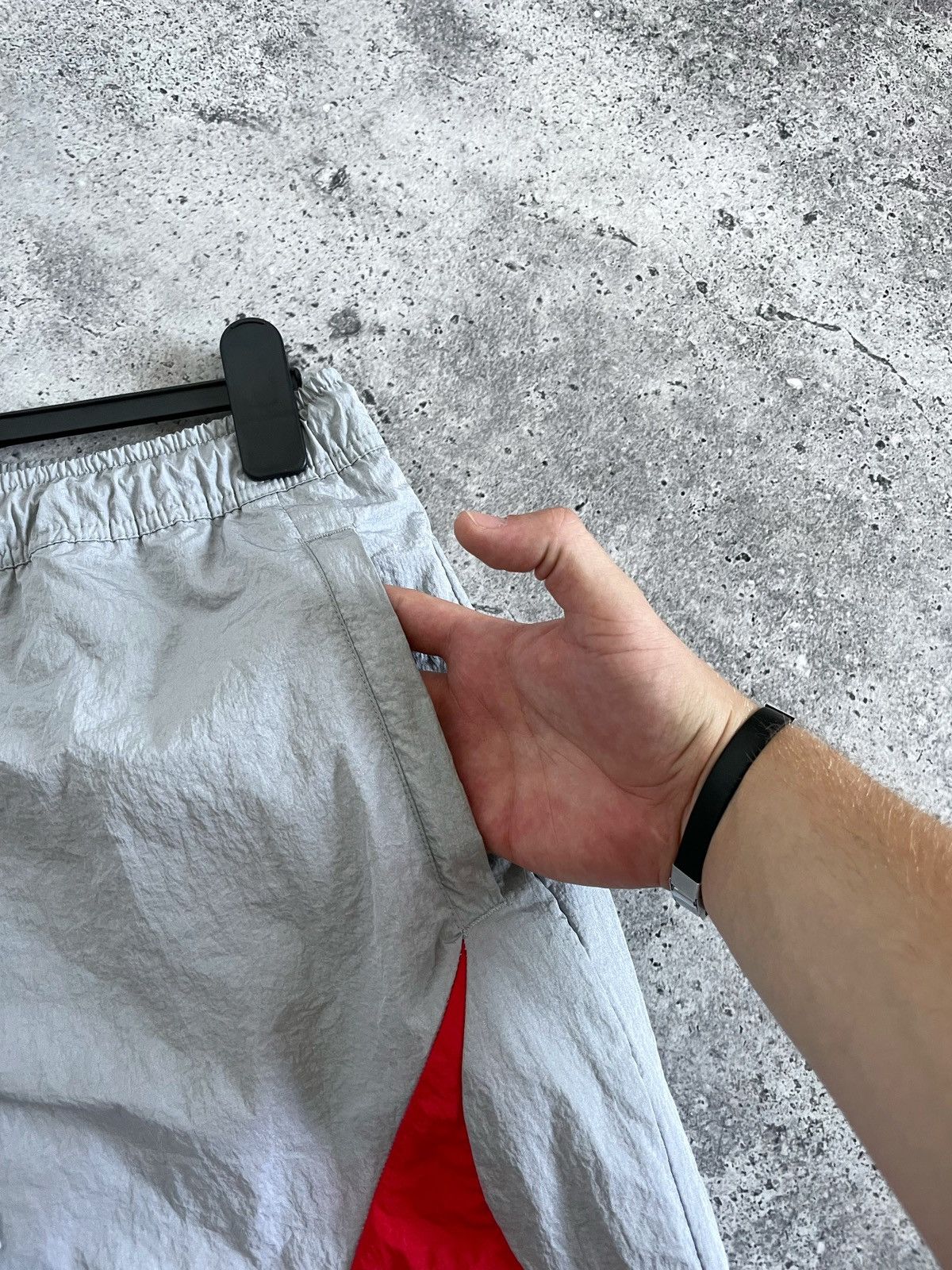 Nike × Vintage Nike Sportswear Big Swoosh Nylon Lined Pants Smoke Grey/Red Size US 32 / EU 48 - 7 Thumbnail
