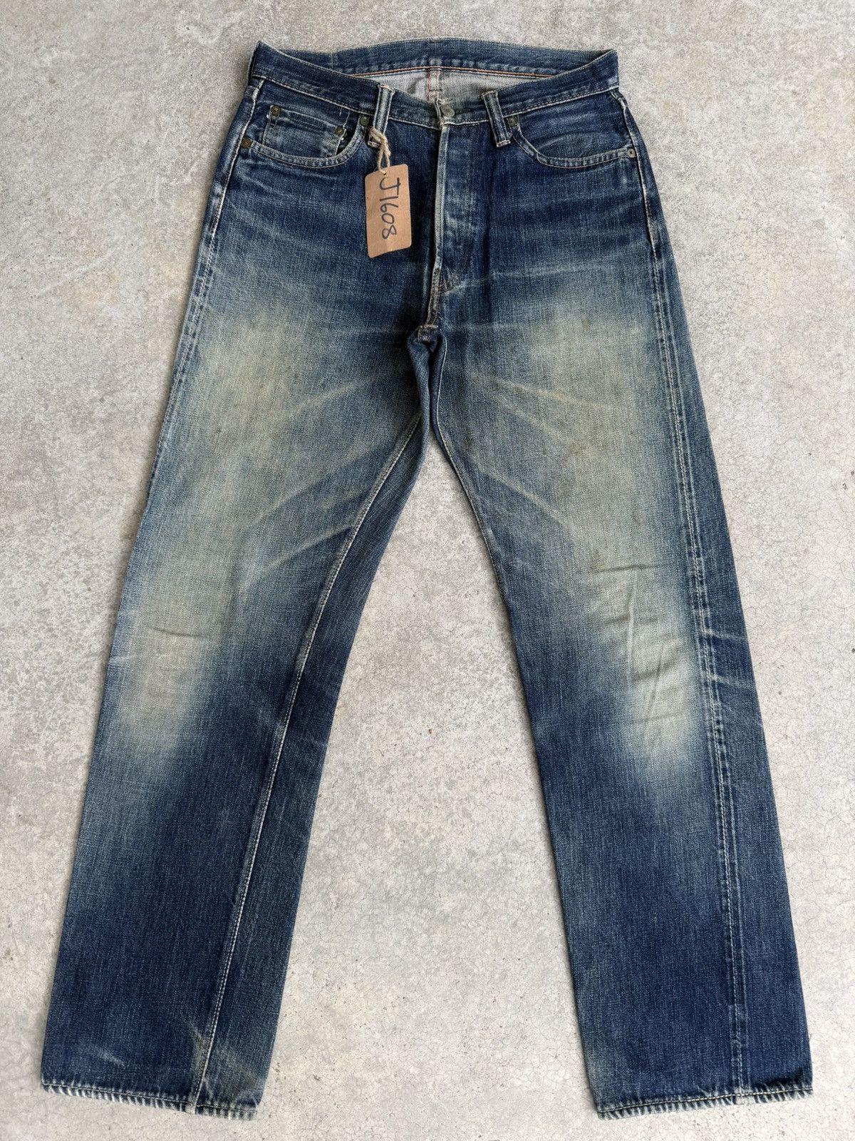 Full Count & Co. Vintage Fullcount 0105 Distressed Jeans Selvedge Denim Size US 30 / EU 46 - 1 Thumbnail