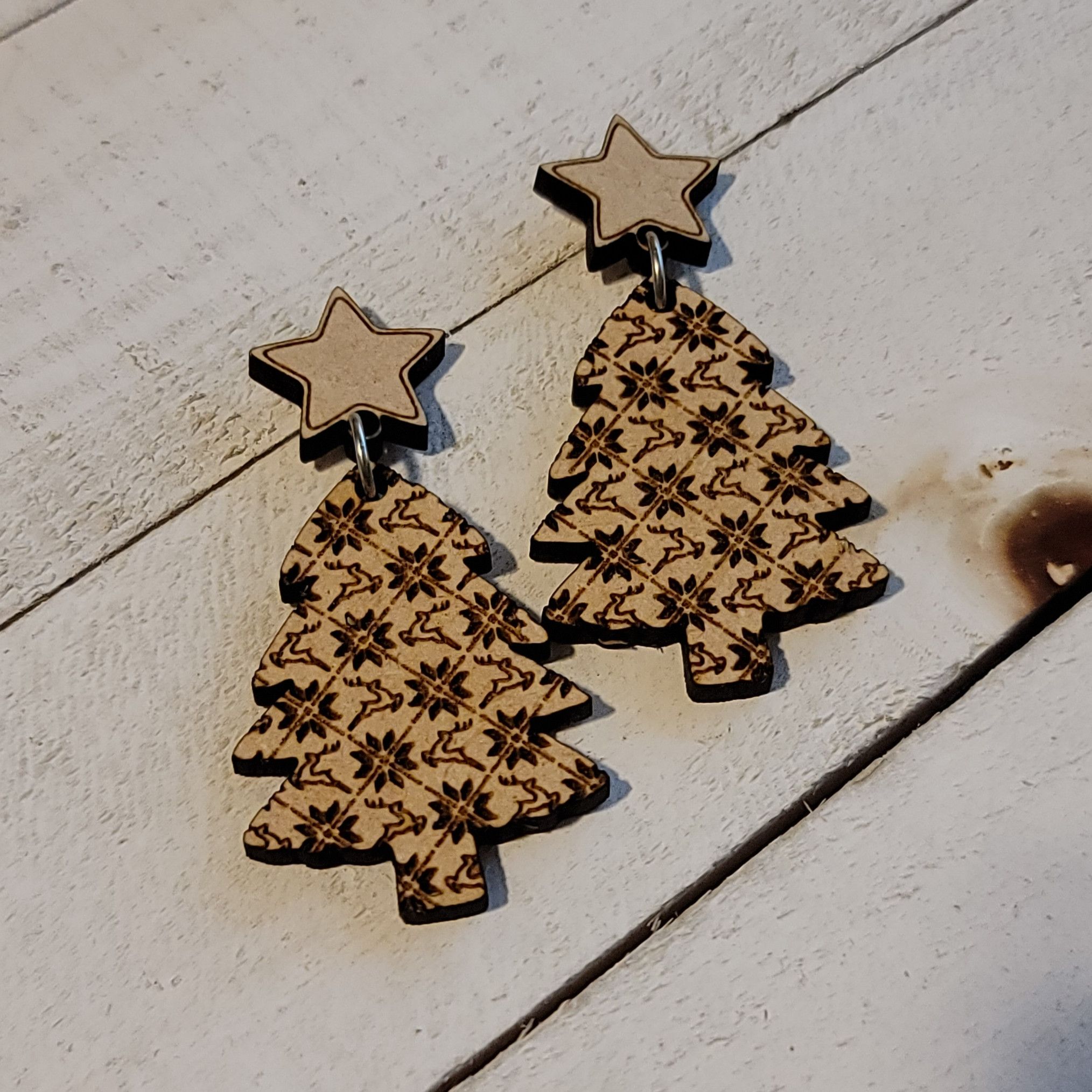 Handmade Handmade Christmas Tree Reindeer Pattern Dangle Earrings Size ONE SIZE - 3 Thumbnail