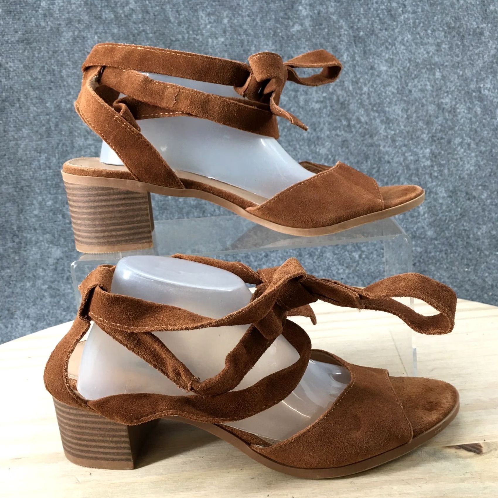 Steve Madden Steve Madden Sandals Womens 9 Kaley Lace Up Brown Suede Block Heels Open Toe Shoes Size US 9 / IT 39 - 2 Thumbnail