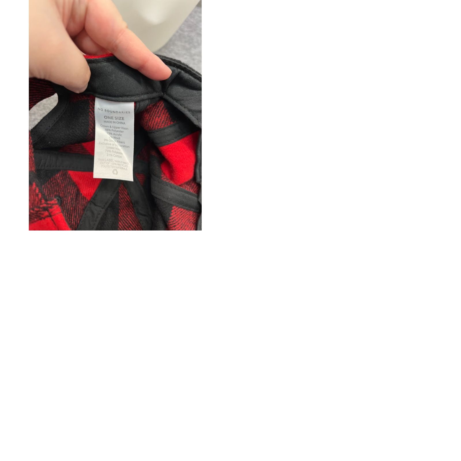 Vintage NOBO Hat Cap Strap Back Adult One Size Red Black Plaid Flannel Poly Wool Lumberj Size ONE SIZE - 9 Thumbnail