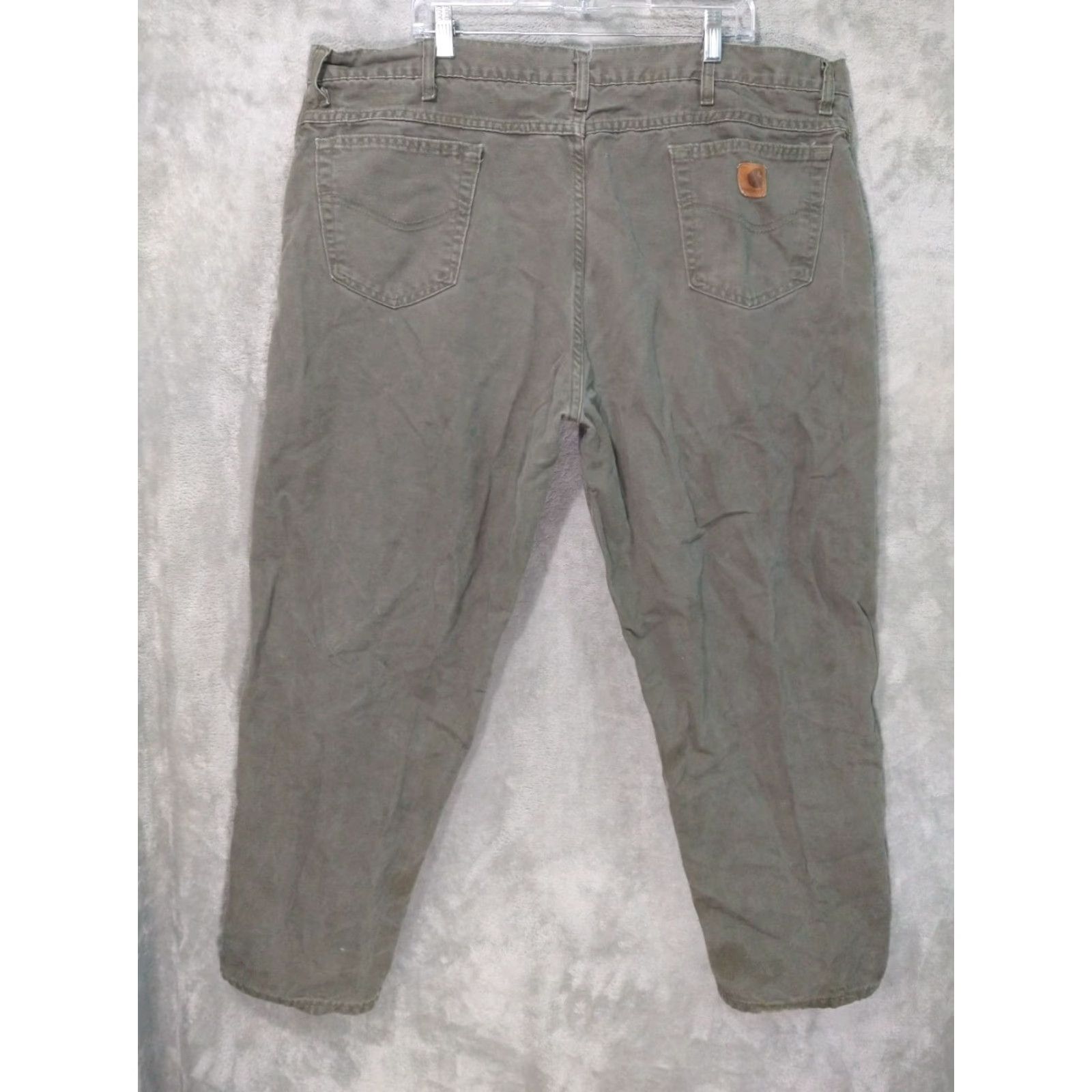 Carhartt VINTAGE Carhartt Pants Mens 46x30 Green Canvas Duck Tapered Leg USA Regular 5-Pocket Chino Workwear 1990s Mens Size US 30 / EU 46 - 2 Thumbnail