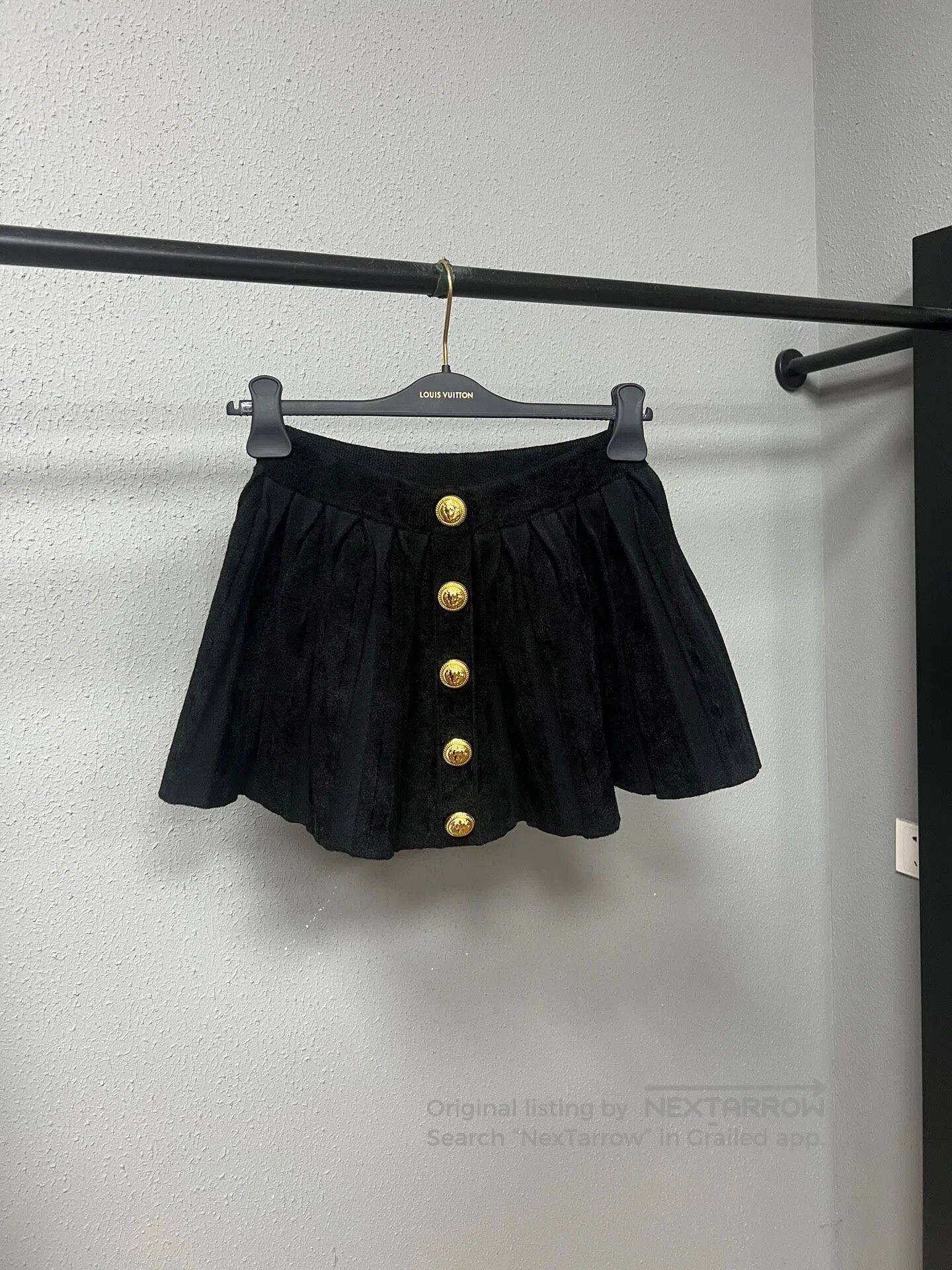 Balmain BALMAIN Velvet Skirt with Gold Buttons| Size XS / US 0-2 / IT 36-38 - 1 Thumbnail