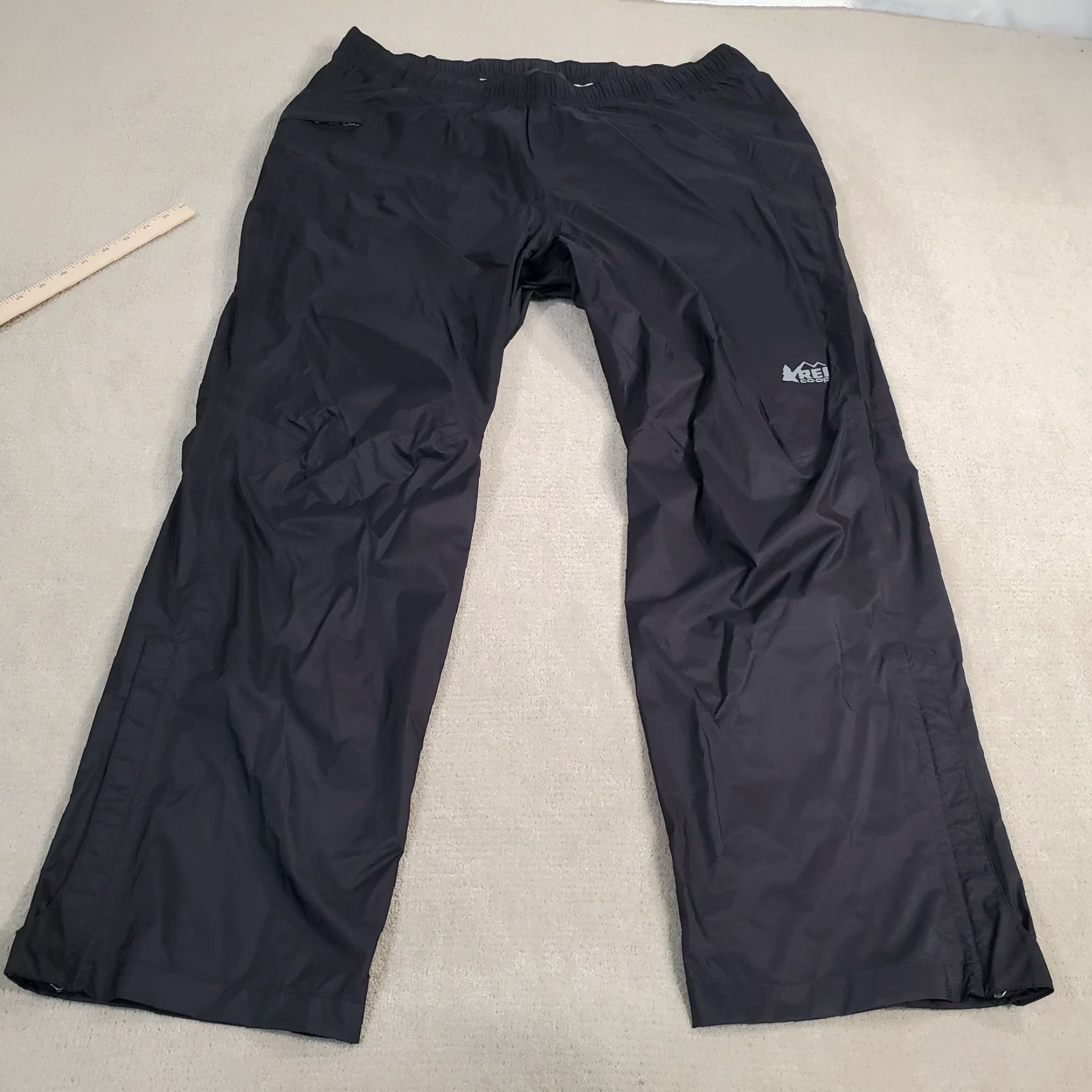 Vintage REI Co Op Waterproof Pants Mens XL Black Nylon Hiking Logo Windbreaker Pants Size US 36 / EU 52 - 2 Thumbnail