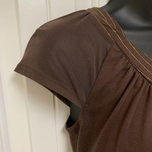 Other Brown and Gold Crew Neck Mesh Sleeve Flowy Top Size S / US 4 / IT 40 - 3 Thumbnail
