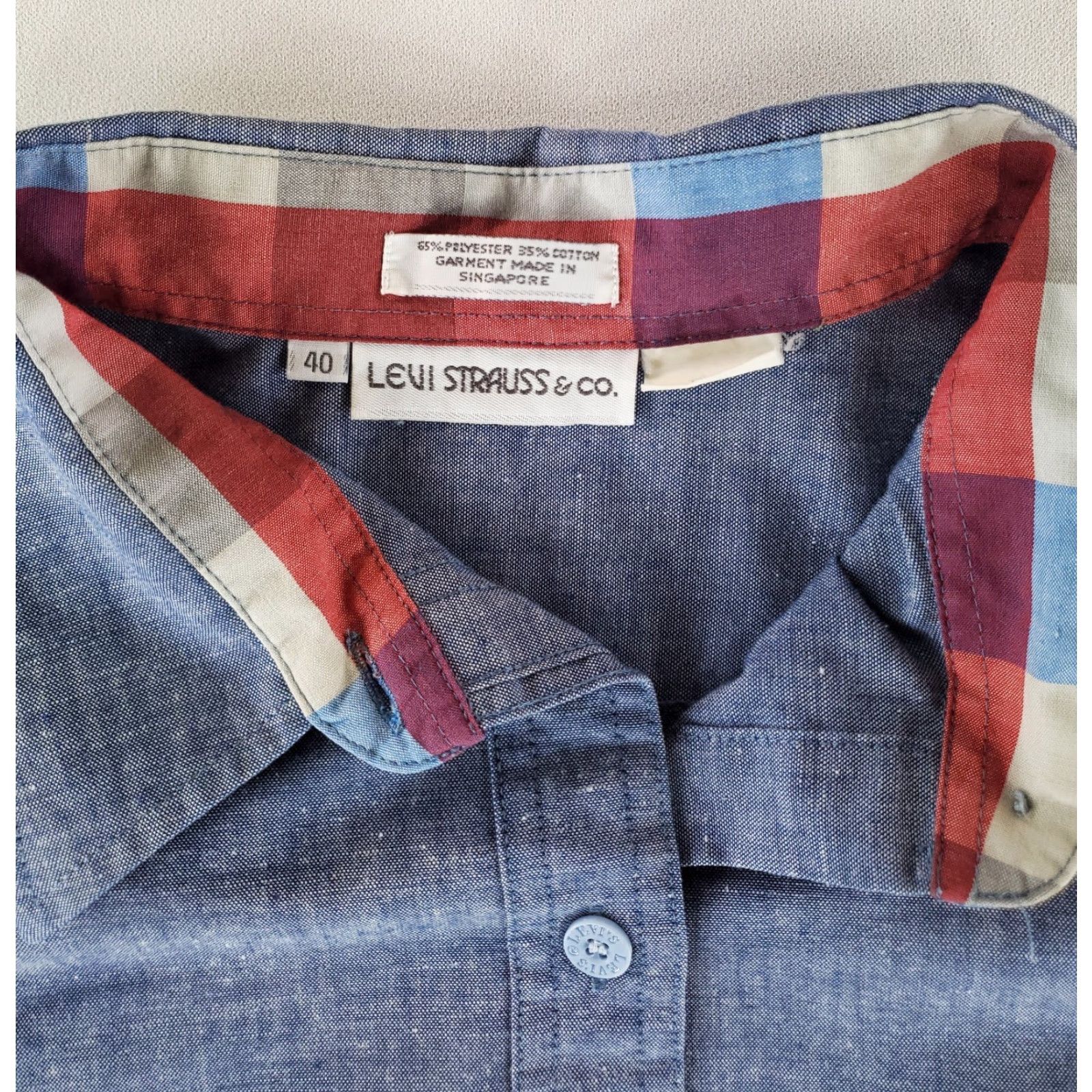 Levi's Levi's Chambray Shirt Blue Mens L Button Blend Poly Cotton Long Sleeve 40 Size US L / EU 52-54 / 3 - 4 Thumbnail