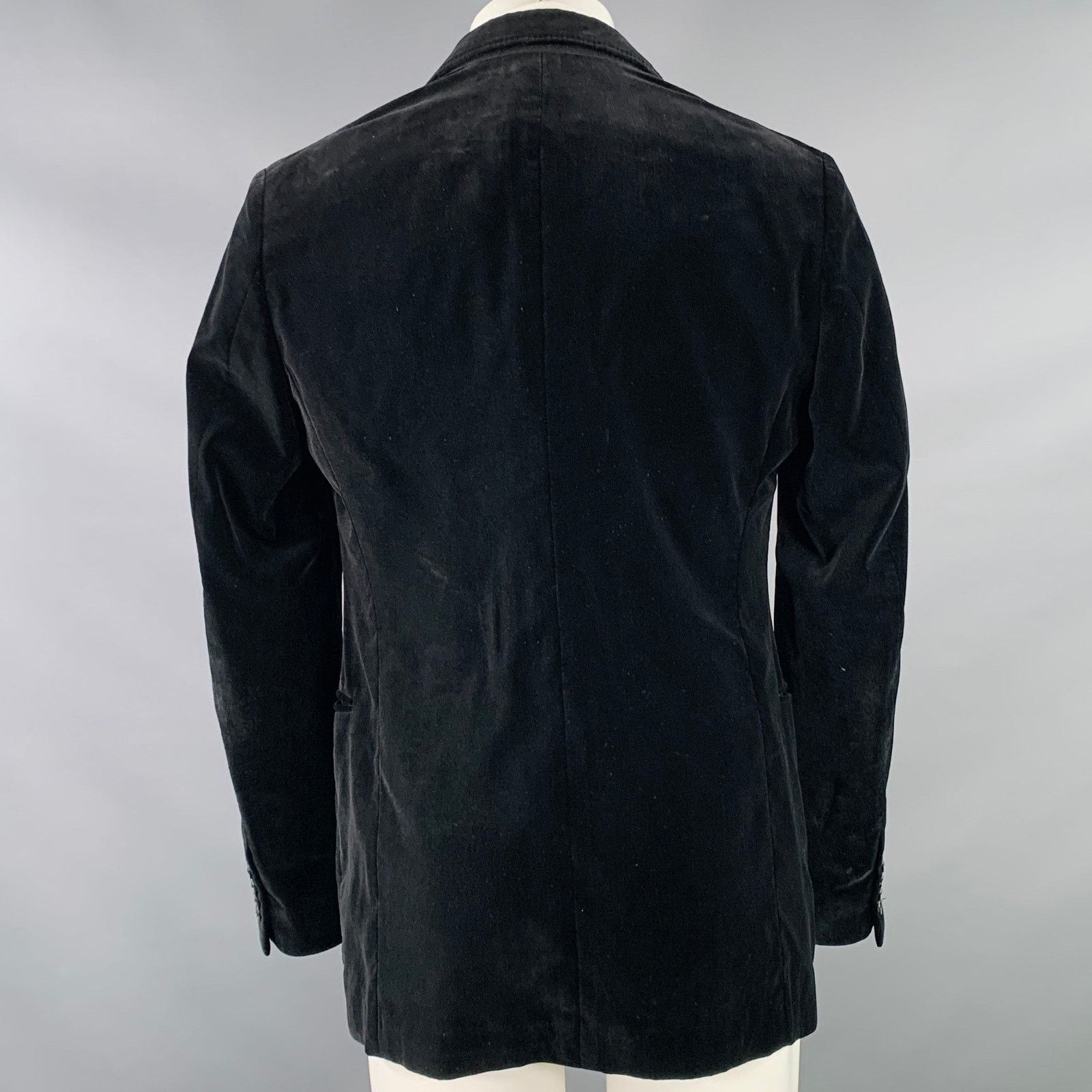 Armani Collezioni Size 38 Regular Black Velvet Cotton Sport Coat Size 38R - 4 Thumbnail