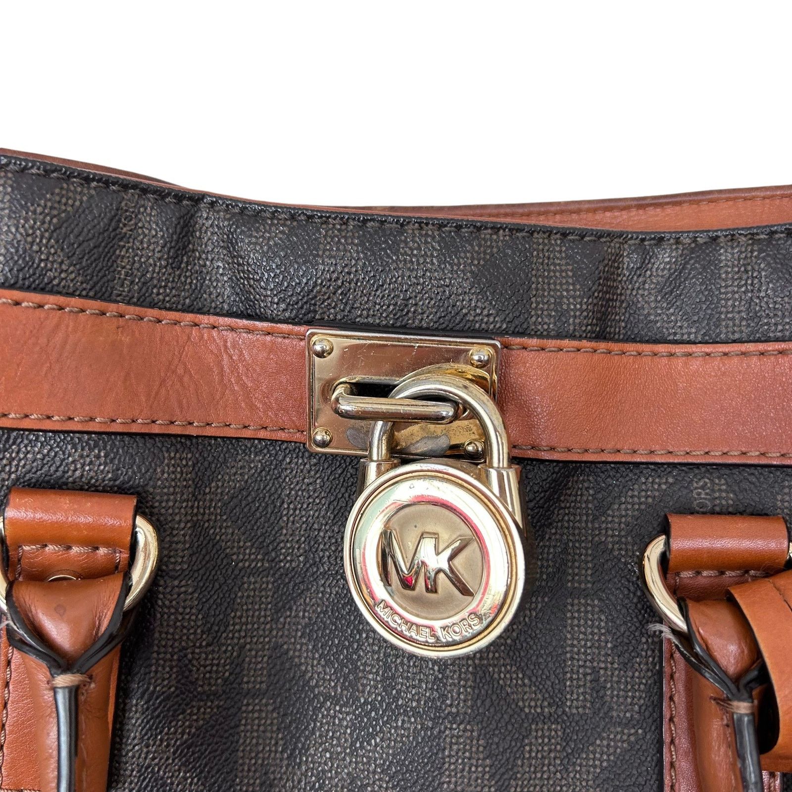 Michael Kors Michael Kors Hamilton Large Satchel Tote Brown Monogram Size ONE SIZE - 4 Thumbnail