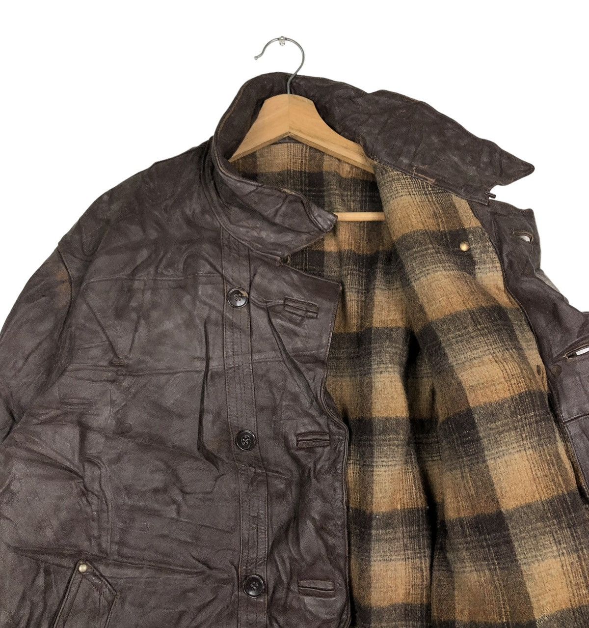 Vintage 🔥VINTAGE BIKER AERO LEATHER JACKET CARGO POCKET JAPAN Size US M / EU 48-50 / 2 - 12 Thumbnail