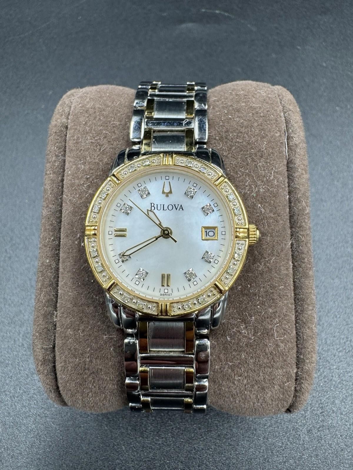 Bulova Bulova Watch Women 26mm Silver Gold Tone 98R107 MOP Diamond Size ONE SIZE - 1 Thumbnail