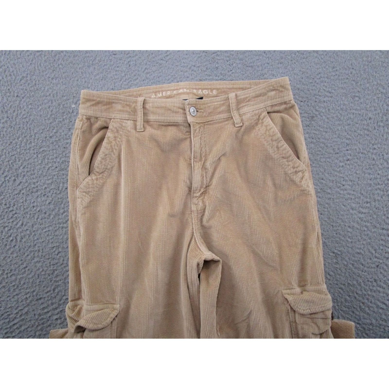 American Eagle Outfitters VINTAGE American Eagle Pants Womens 8 Tan Baggy Wide Leg Cargo Corduroy Super High Rise Size 30" / US 8 / IT 44 - 3 Thumbnail
