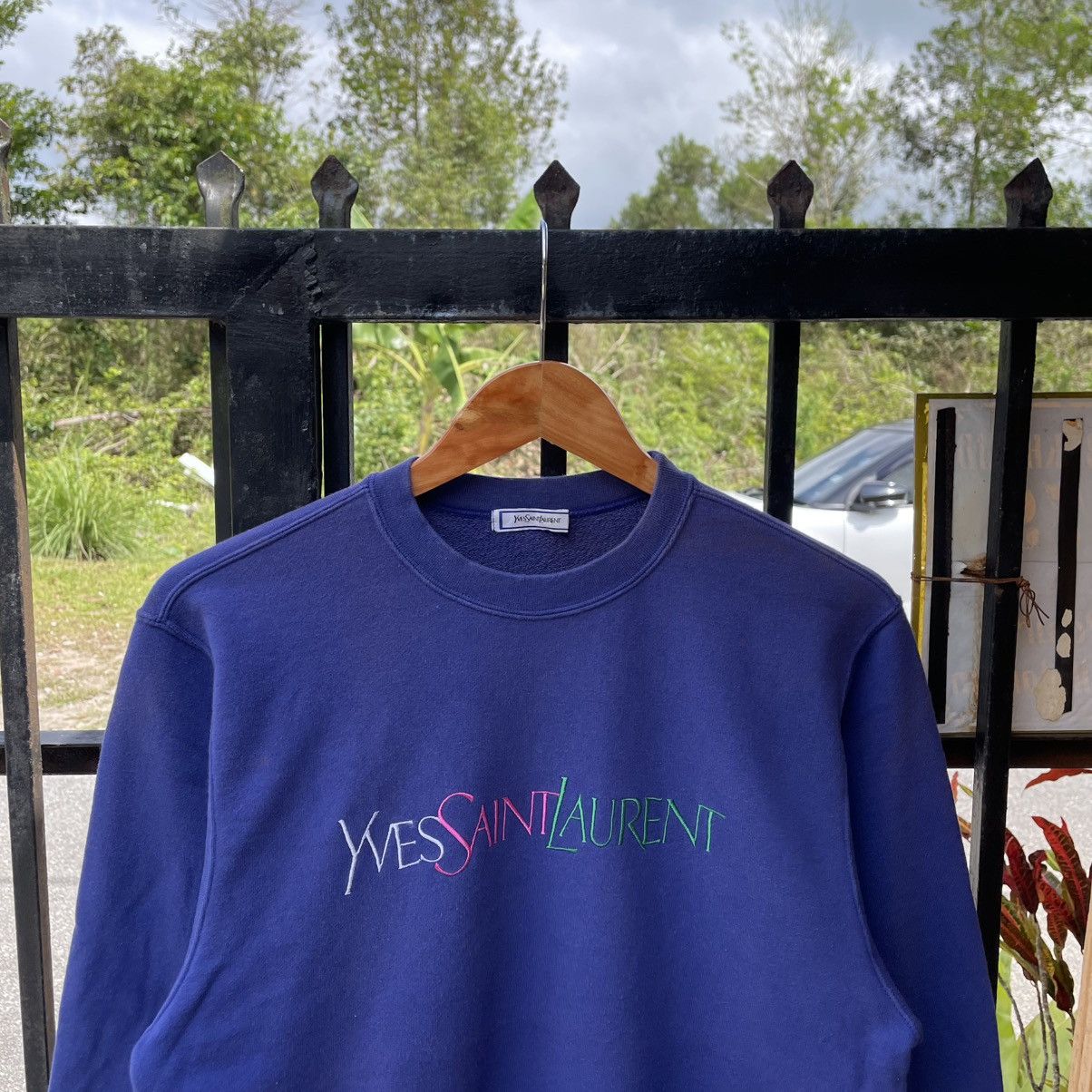 Yves Saint Laurent Authentic❤️Yves Saint Laurent Embroidered Spellout Sweatshirt Size US S / EU 44-46 / 1 - 3 Thumbnail