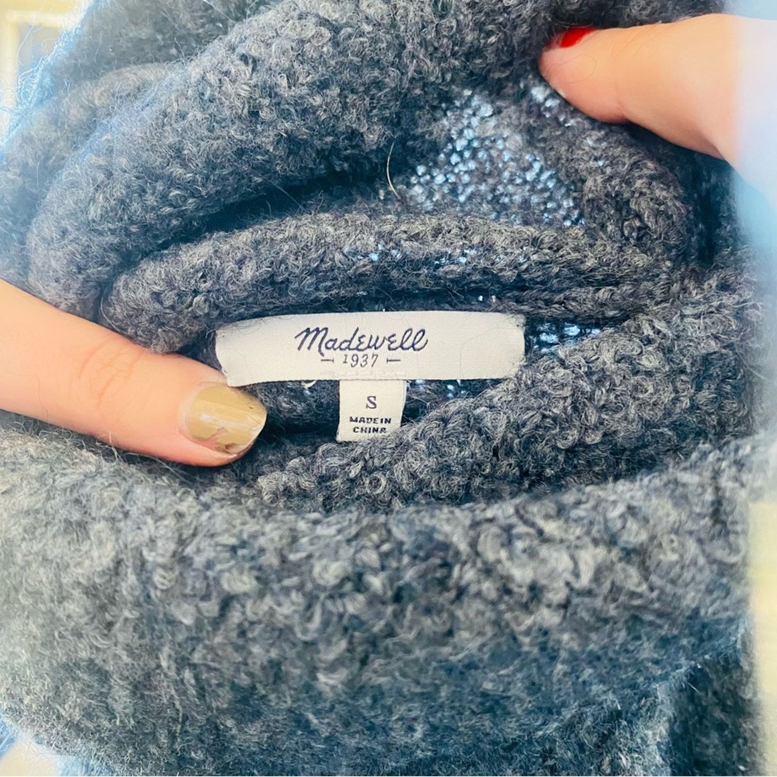 Madewell MADEWELL Charcoal Grey Turtleneck Pullover Crop Cozy Sweater Size S / US 4 / IT 40 - 6 Thumbnail