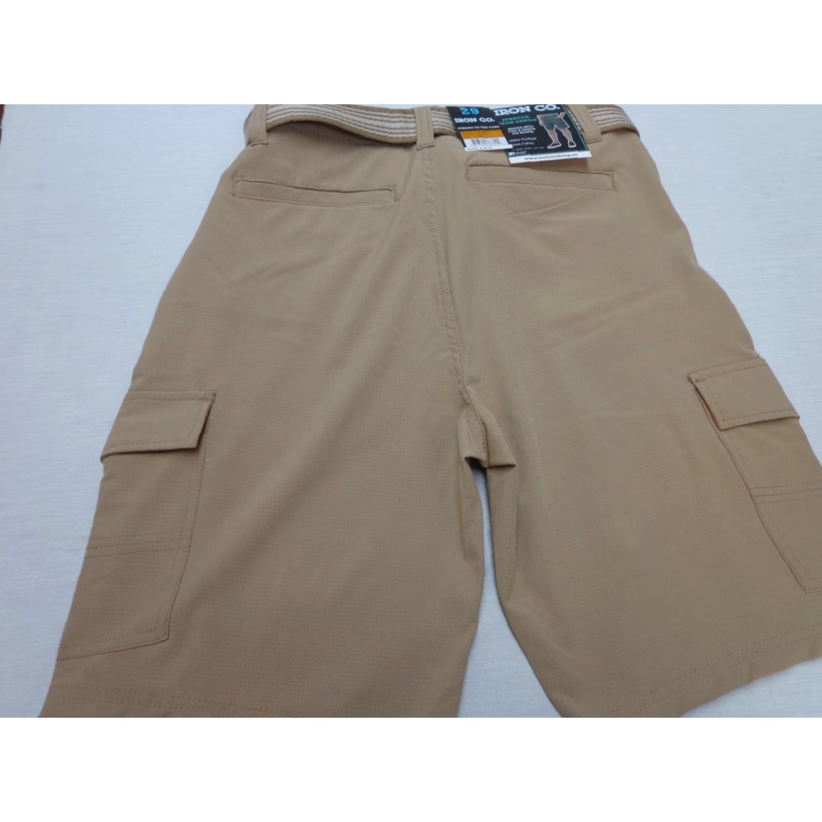 Vintage IRON CO. Cargo Shorts Belted Stretch Tech Khaki Beige 29 NEW Men Regular Size Size US 29 - 5 Thumbnail