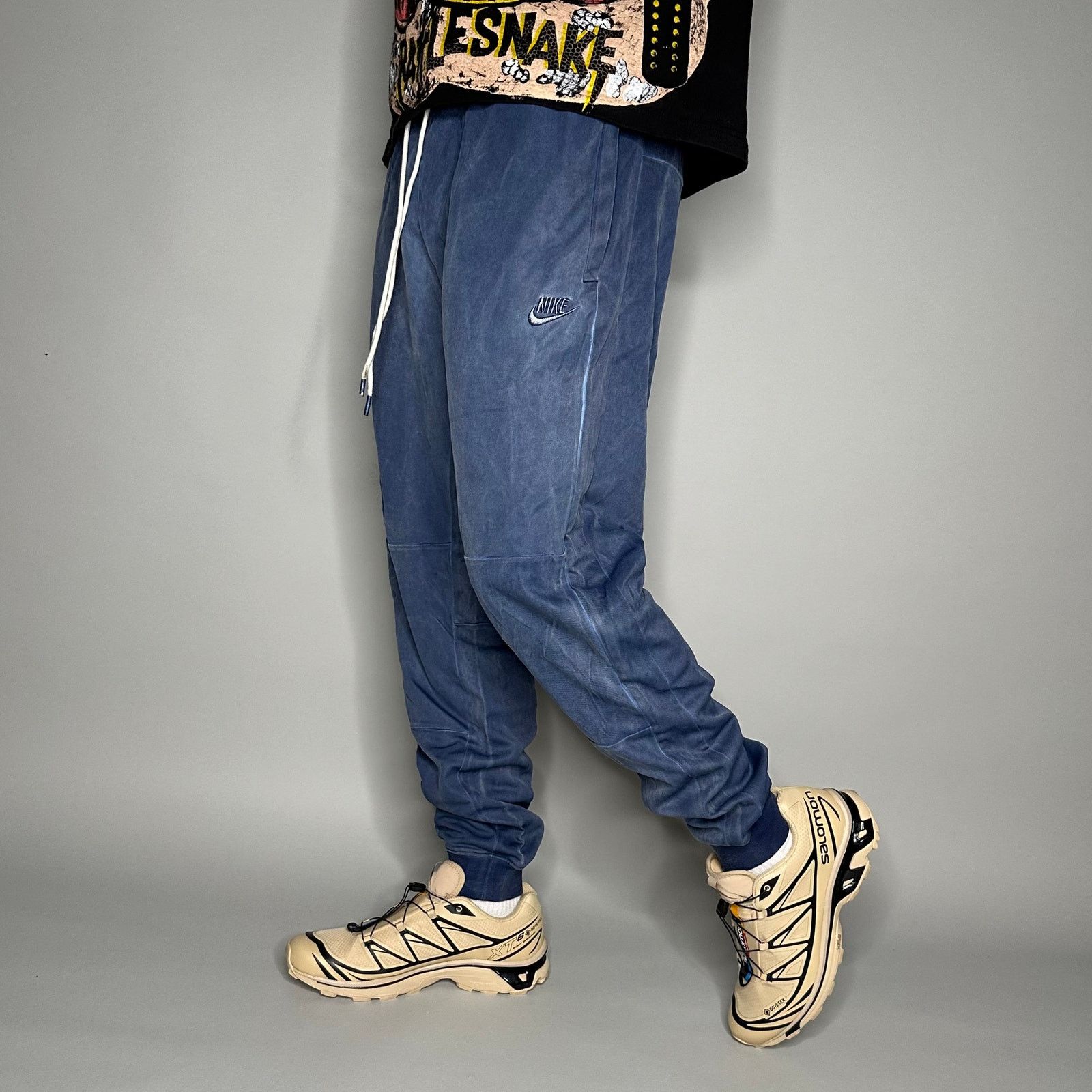 Crazy Nike Sweatpants Blue Polyester Joggers Subtle Swoosh