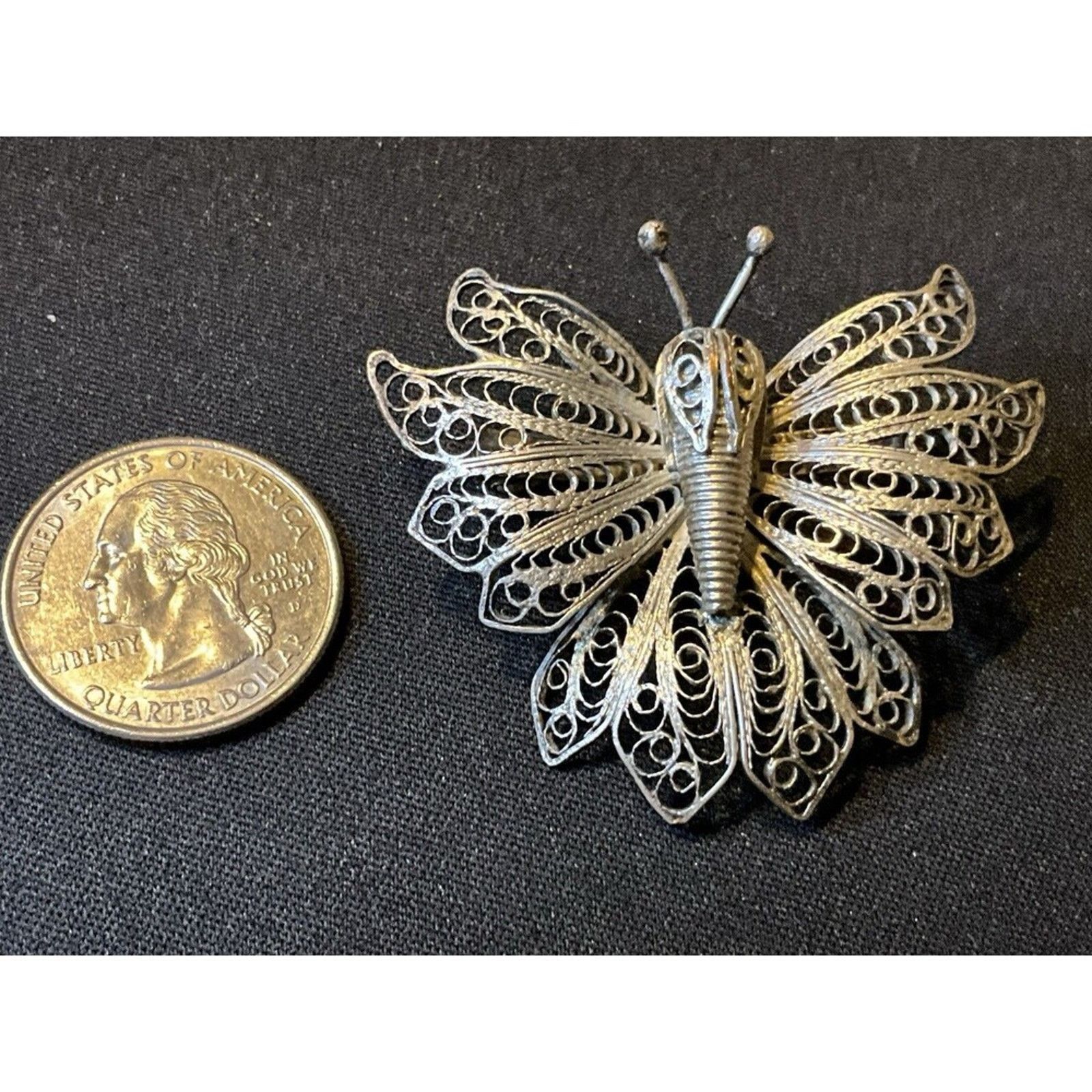 Other 925 Tested Sterling Silver Vintage Butterly C Clasp Brooch Size ONE SIZE - 2 Thumbnail