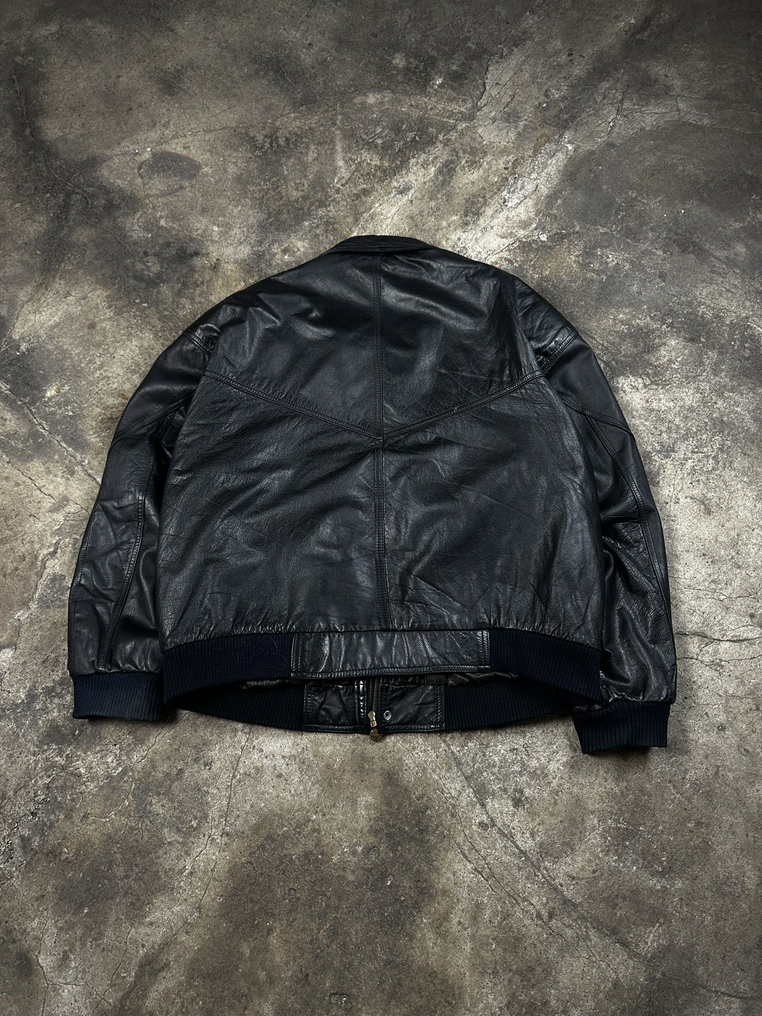 Leather 90s Korean Leather Bomber Boxy Jacket Size US XL / EU 56 / 4 - 3 Thumbnail