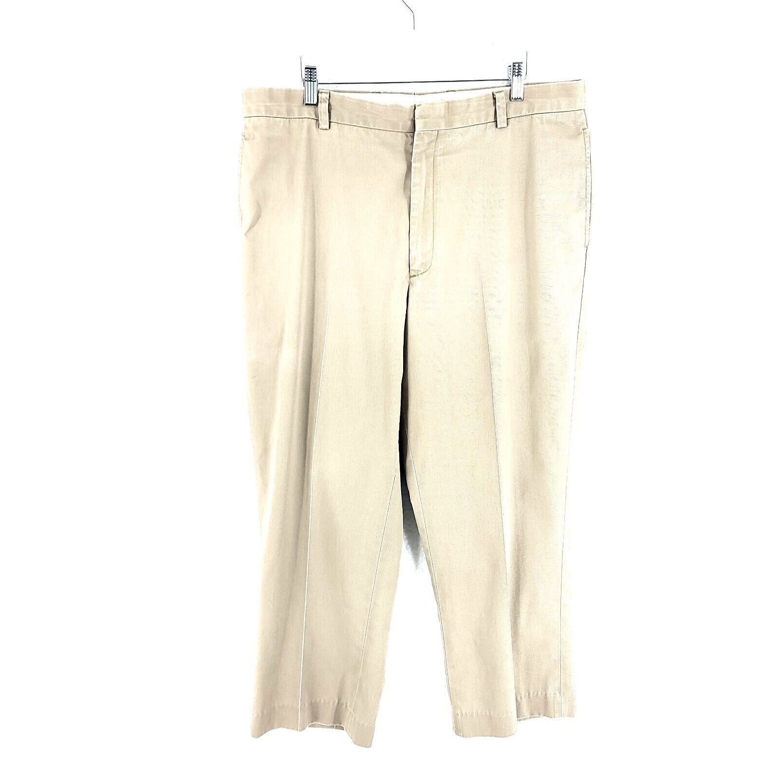 L.L. Bean L.L. Bean Cream Tan Flat Front Cotton High Rise Chino Pants Size US 36 / EU 52 - 1 Thumbnail