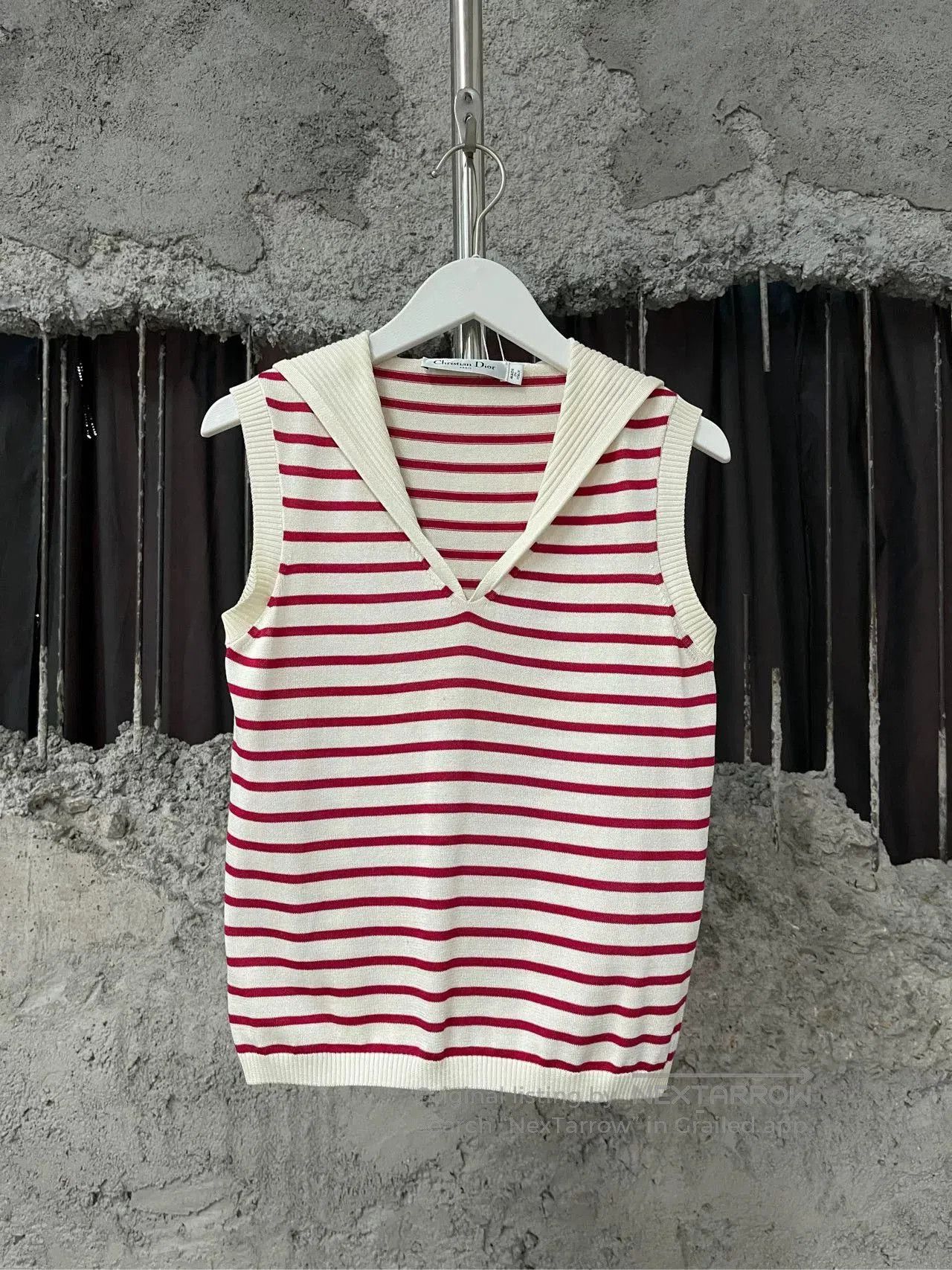 Dior striped navy sleeveless knit top by Dior. Size US XS / EU 42 / 0 - 1 Thumbnail