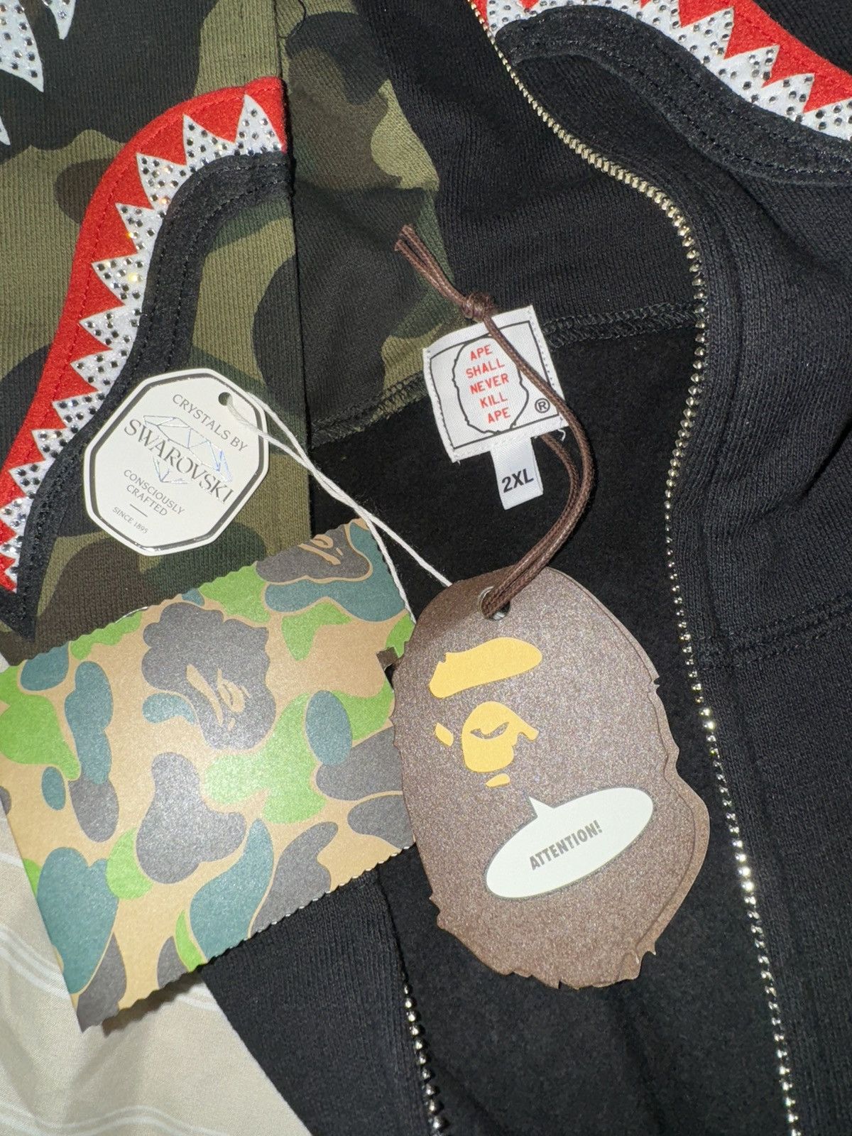 Bape Swarovski Shark Full Zip Hoodie Size US XXL / EU 58 / 5 - 21 Thumbnail