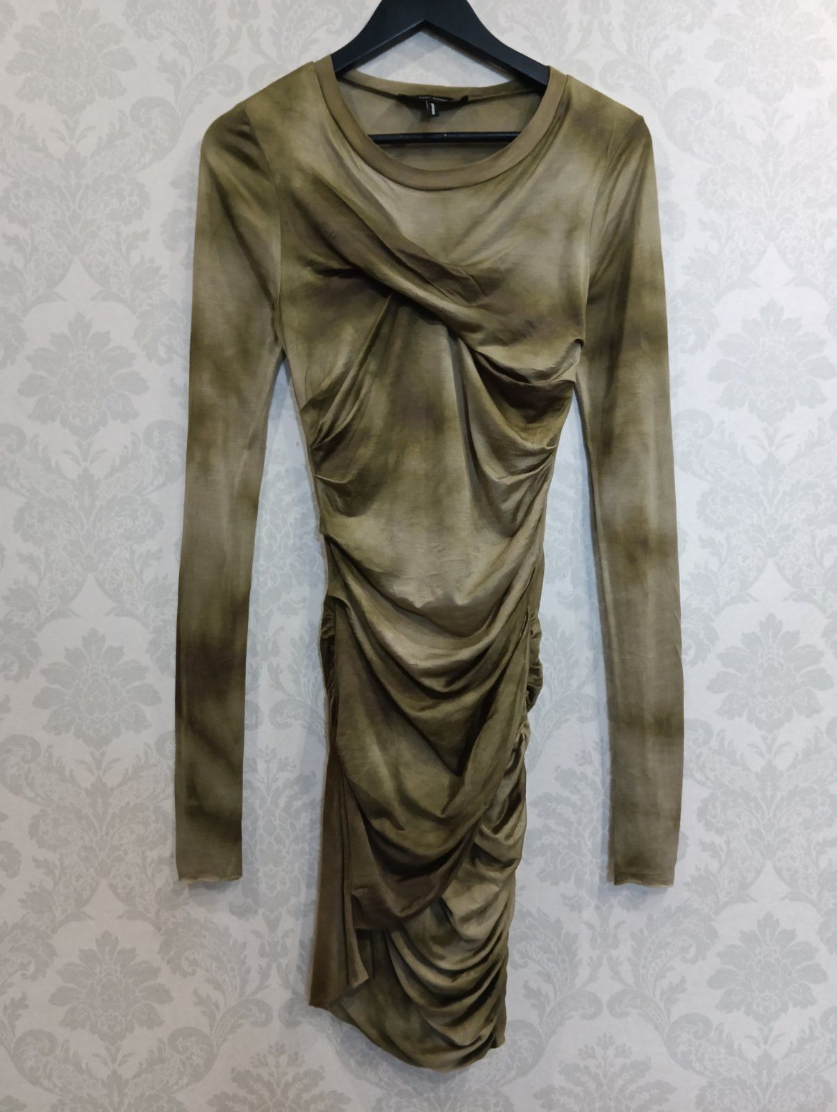 Isabel Marant Green Tiedye Silk Long Sleeve Short dress