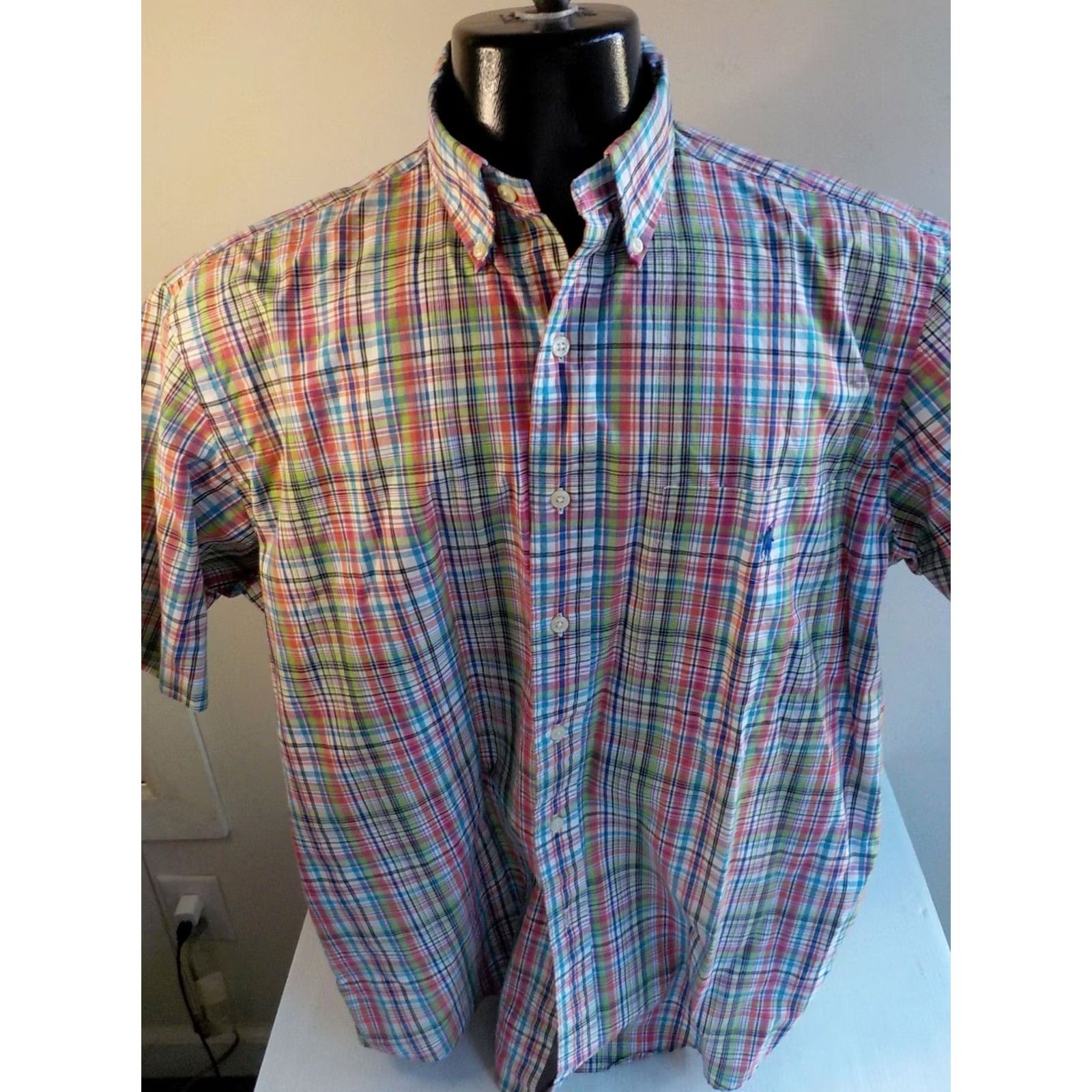 Ralph Lauren Ralph Lauren Classic Fit Plaid Button-Down SS Shirt Mens Size MD Pink/Blue/Green++ Size US M / EU 48-50 / 2 - 2 Thumbnail