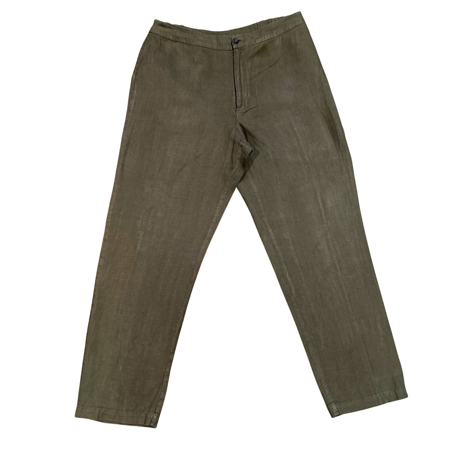 Chicos Chicos Design Vintage Linen Pants Olive Green Straight Leg H Size 26" / US 2 / IT 38 - 1 Thumbnail