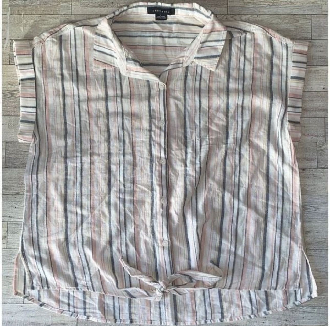 Nordstrom Santuary, Pastel Striped, Oversized, Button Down Blouse Size L / US 10 / IT 46 - 7 Thumbnail