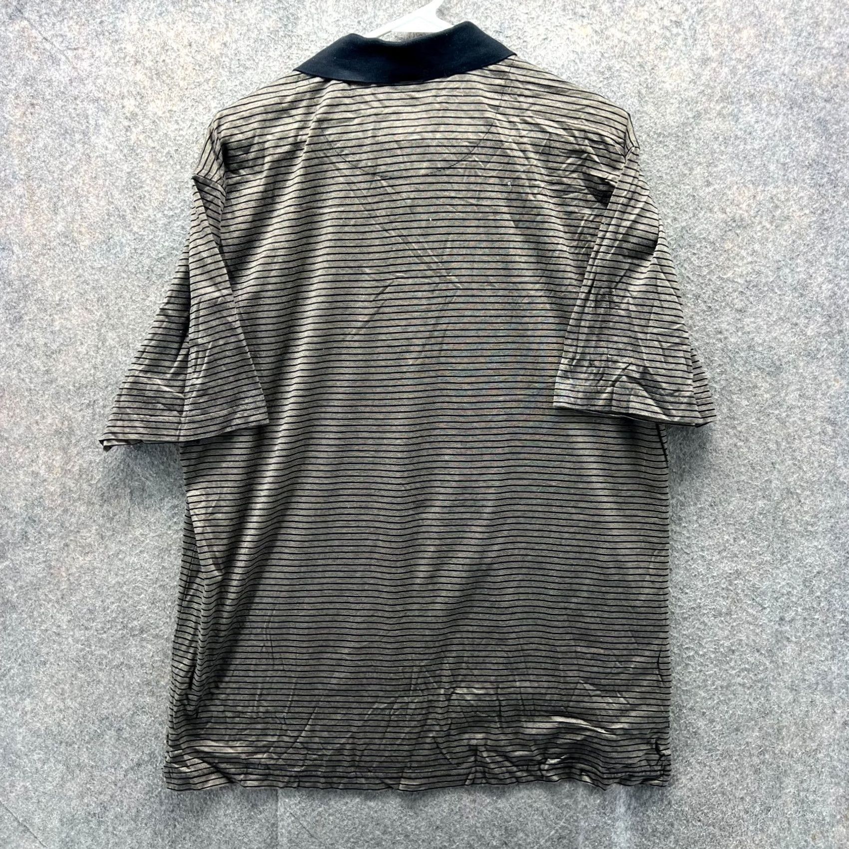 Tasso Elba Tasso Elba Golf Polo Shirt Mens Medium Beige Black Striped Iron Stretch - Size US M / EU 48-50 / 2 - 2 Thumbnail