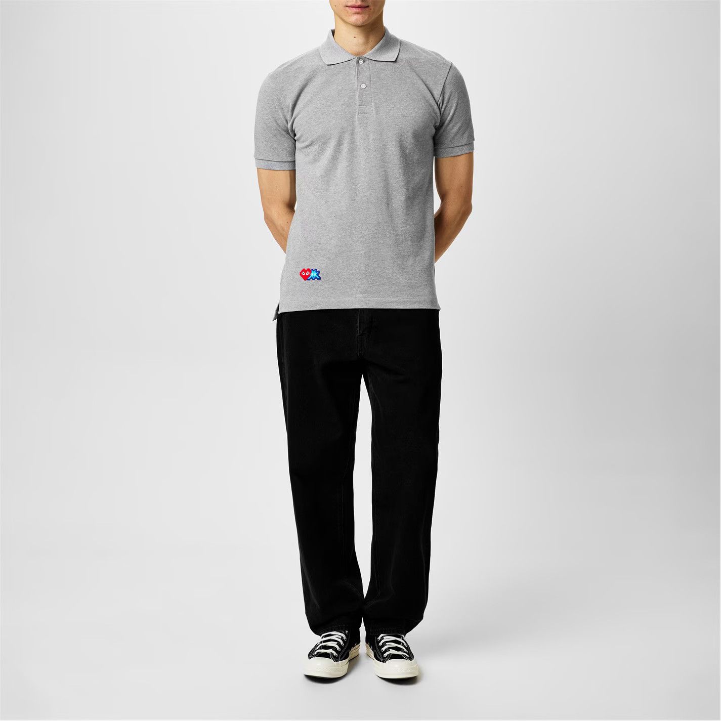 Comme des Garcons PLAY o1g2r1mq0426 Space Heart Polo Shirt in Grey Size US S / EU 44-46 / 1 - 6 Thumbnail