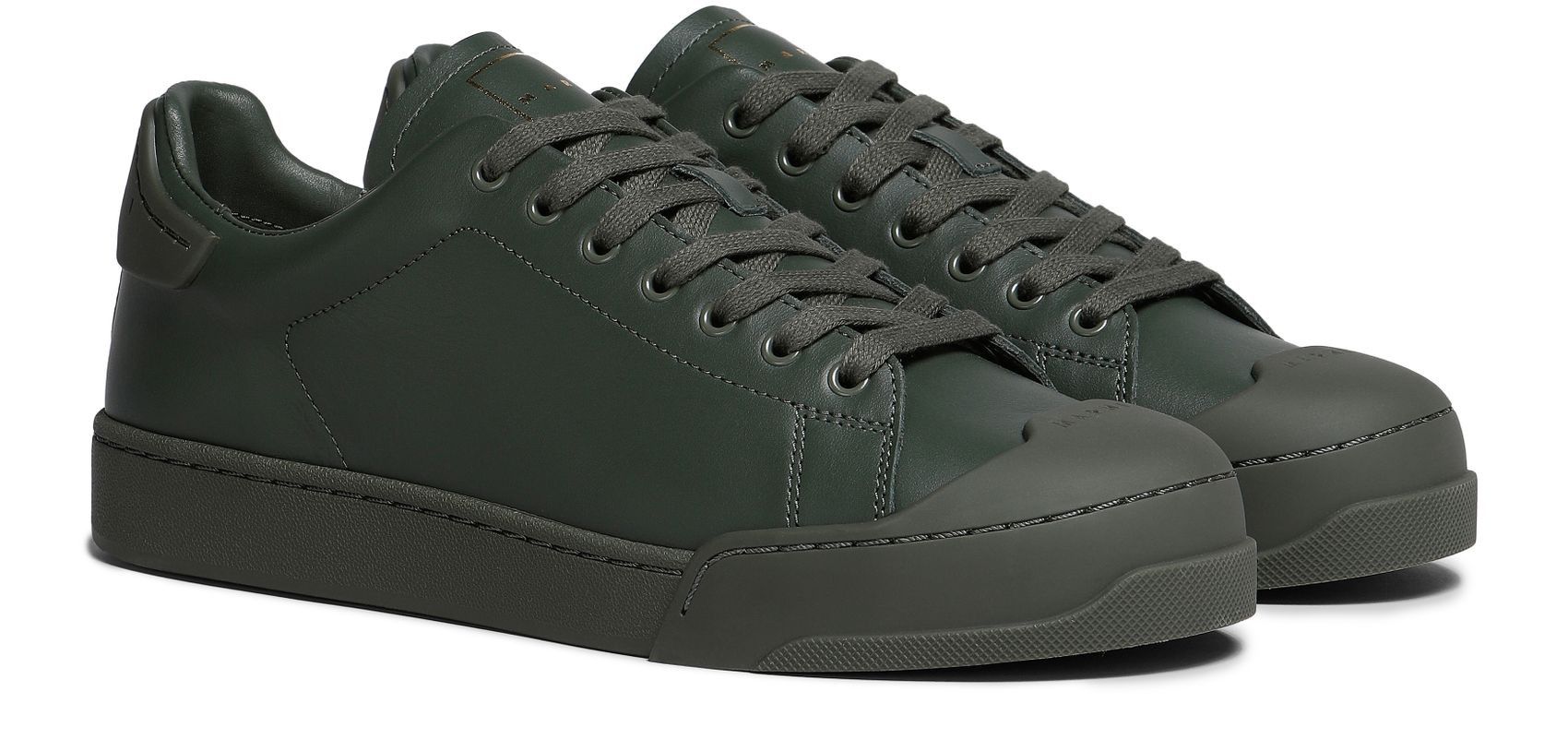 Marni o1w1db10125 Monochrome Low Top Lace-Up Sneaker in Green Size US 7 / EU 40 - 2 Thumbnail