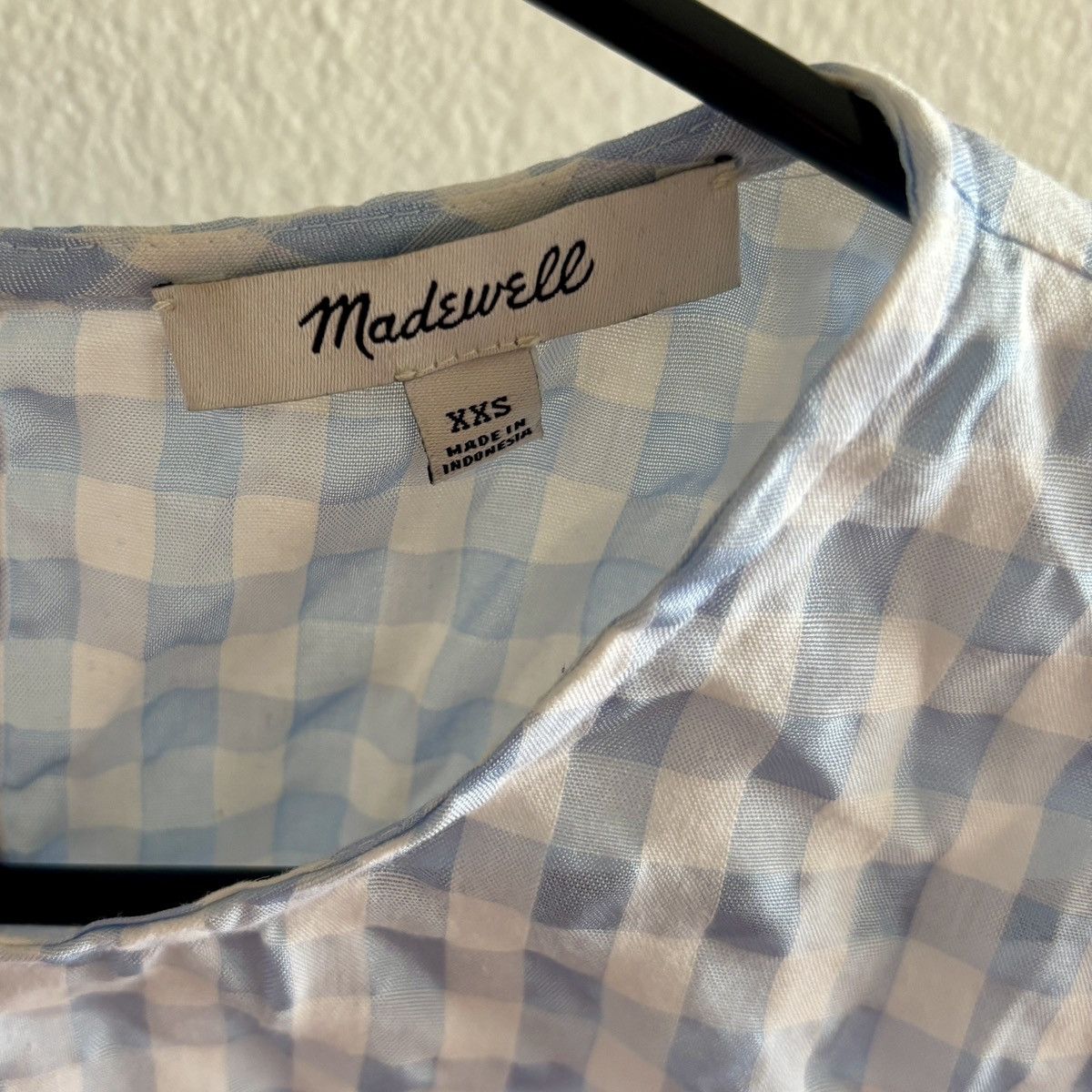 Madewell Blue Madewell Gingham Tie-Front Top Size XXS / US 00 / IT 34 - 5 Thumbnail