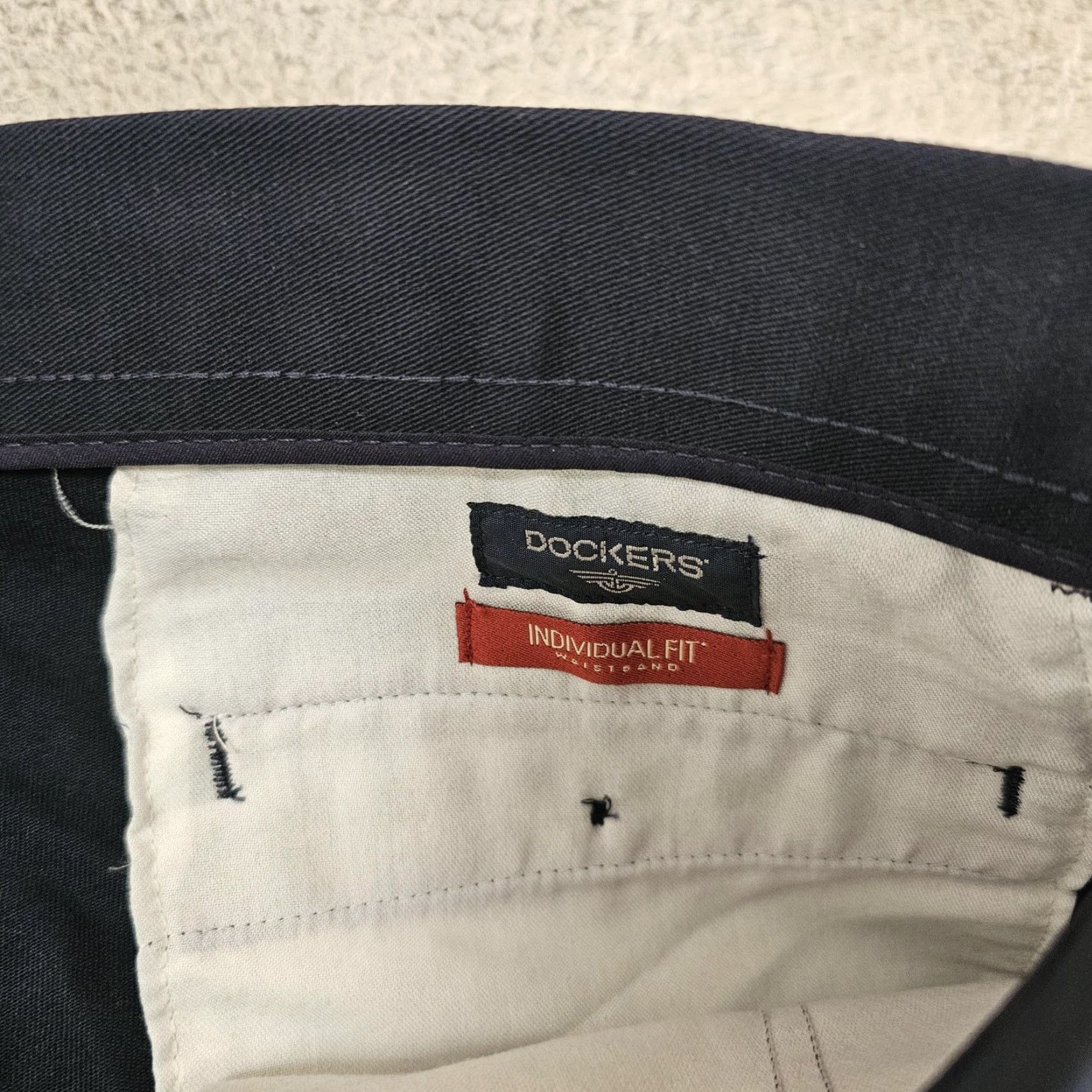 Dockers VINTAGE Dockers Pants Mens 36x32 Navy Blue Original Khaki Flat Front Classic Fit Cotton Navy Blue Mens Pants Size US 36 / EU 52 - 4 Thumbnail