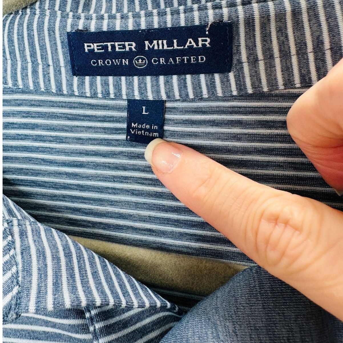 Peter Millar Peter Millar Light Blue & Blue Jean Stripe Short Sleeve L Size US L / EU 52-54 / 3 - 6 Thumbnail
