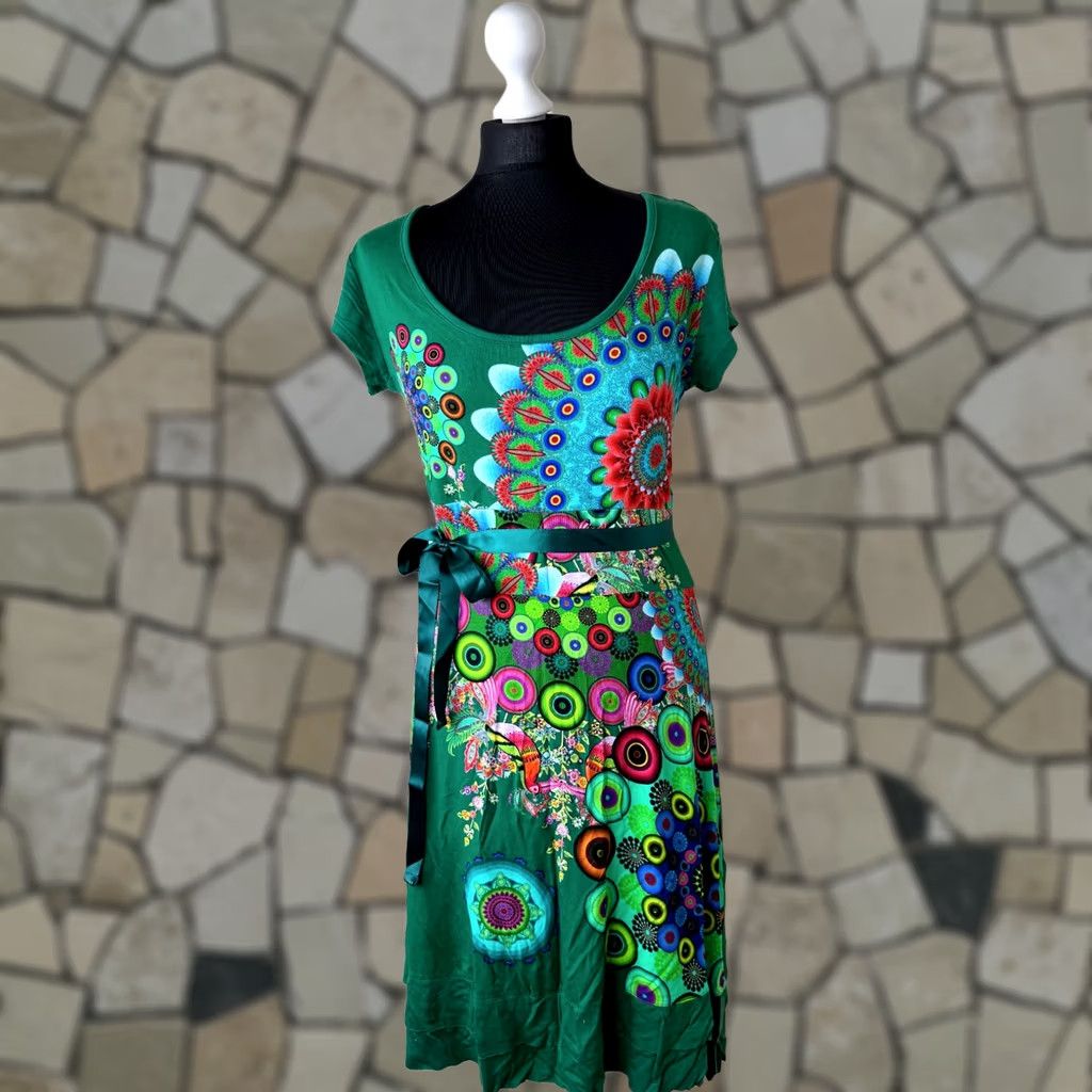 Desigual Desigual Regina green dress Size L womens 61V21K1 Size L / US 10 / IT 46 - 1 Thumbnail