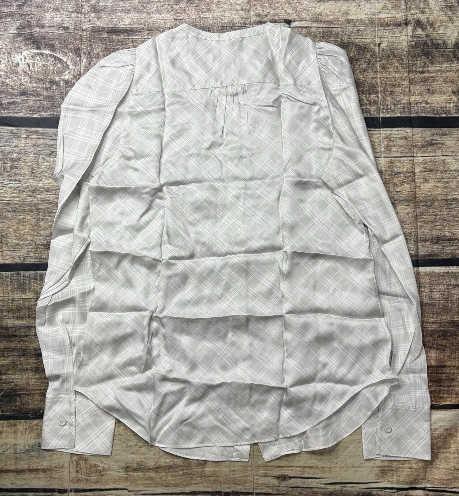 Theory Theory Silk Blouse Top Women's Small Puff Sleeve Geometric Size S / US 4 / IT 40 - 3 Thumbnail