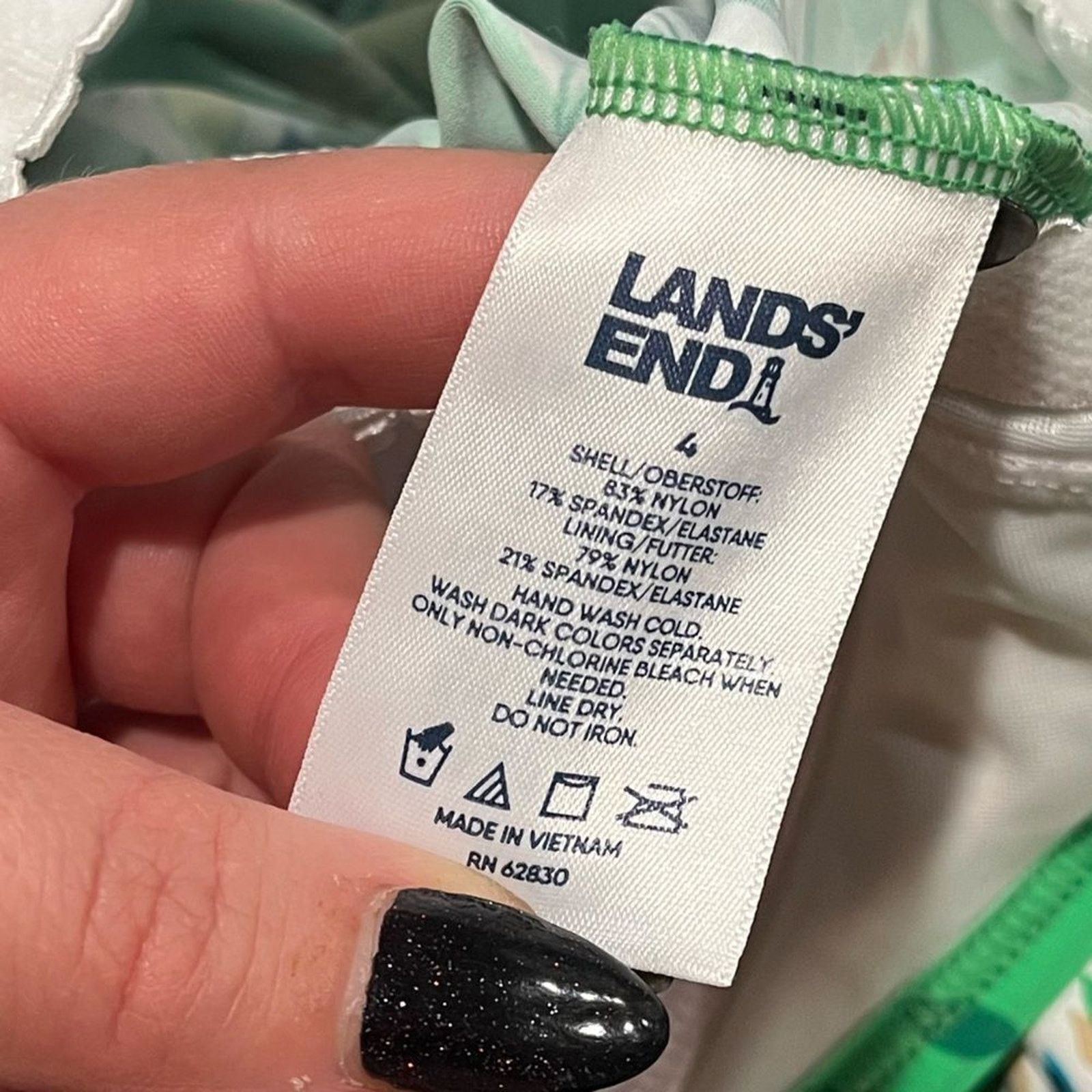 Vintage Lands End Bathing Suit Tankini Floral Tank Padded Size 4/6 Size ONE SIZE - 5 Thumbnail