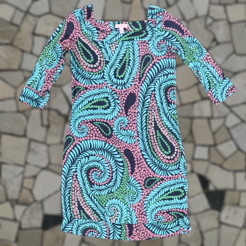 Lilly Pulitzer VINTAGE Lilly Pulitzer Newport Silk Paisley 3/4 Sleeve Dress Women's 2 Size XS / US 0-2 / IT 36-38 - 1 Thumbnail
