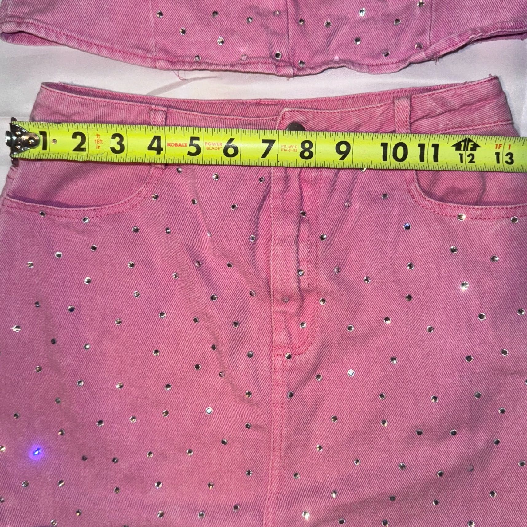 Vintage Lelis 2 Piece Outfit Set - Pink Rhinestone Crop Top Skirt XS/S - Floral Bohemian Beach Party Crop Top Included Womens Size S / US 4 / IT 40 - 6 Thumbnail