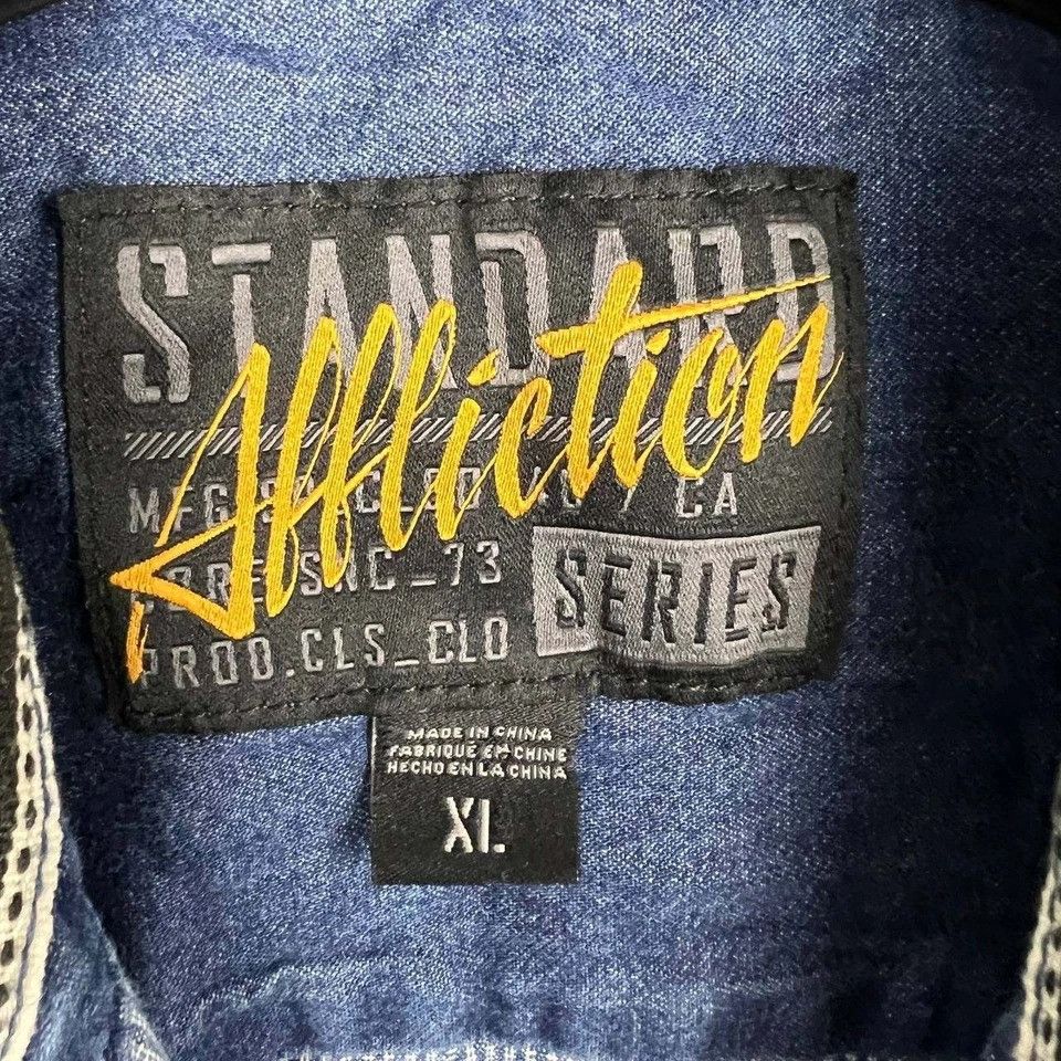 Affliction Affliction Standard Series Button Up Shirt Men XL Acid Wash Size US XL / EU 56 / 4 - 3 Thumbnail