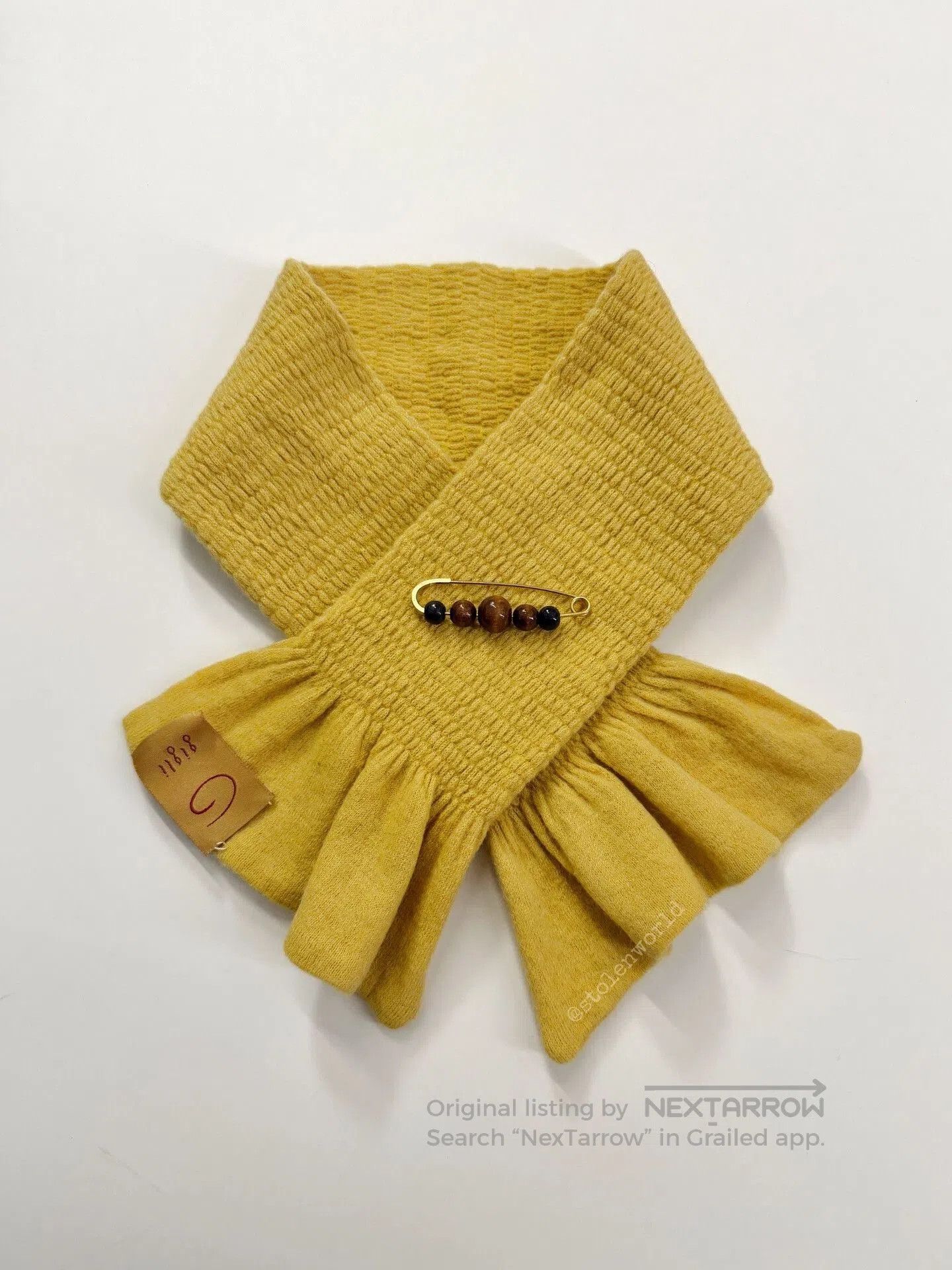Romeo Gigli soft pleated wool scarf in ginger color. Size ONE SIZE - 4 Thumbnail