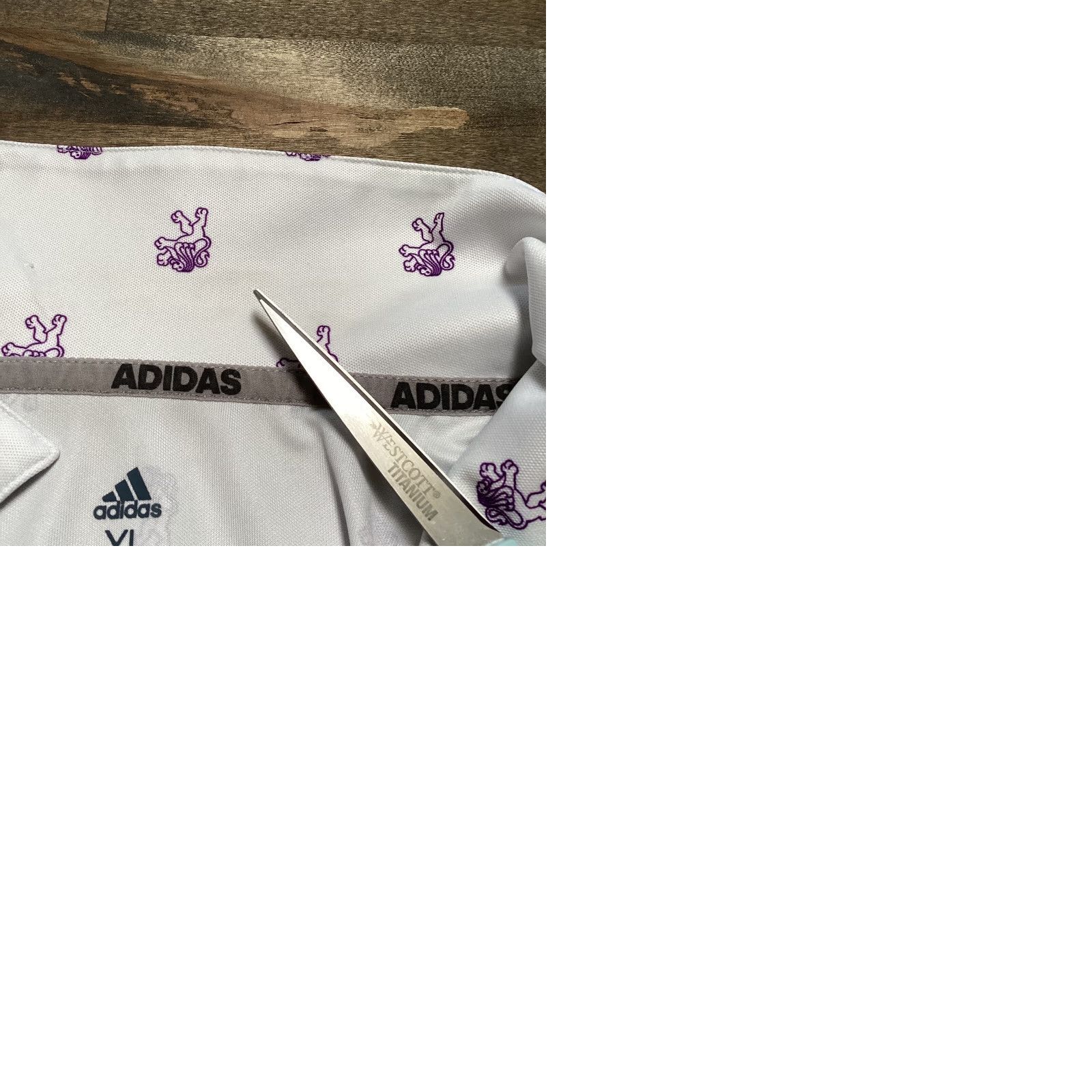Adidas Adidas Polo Shirt Men’s XL White Purple Lion Print Short Sleeve Primegreen Golf Shirt Mens XL Size US XL / EU 56 / 4 - 9 Thumbnail