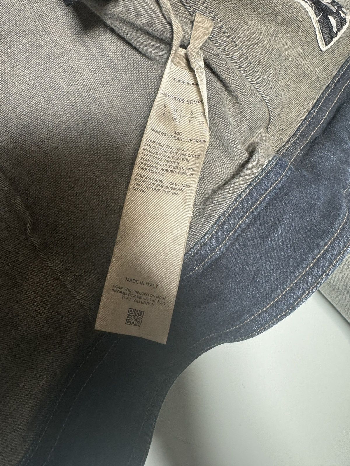 Rick Owens DRKSHDW Blue Brown Cropped Denim Jacket