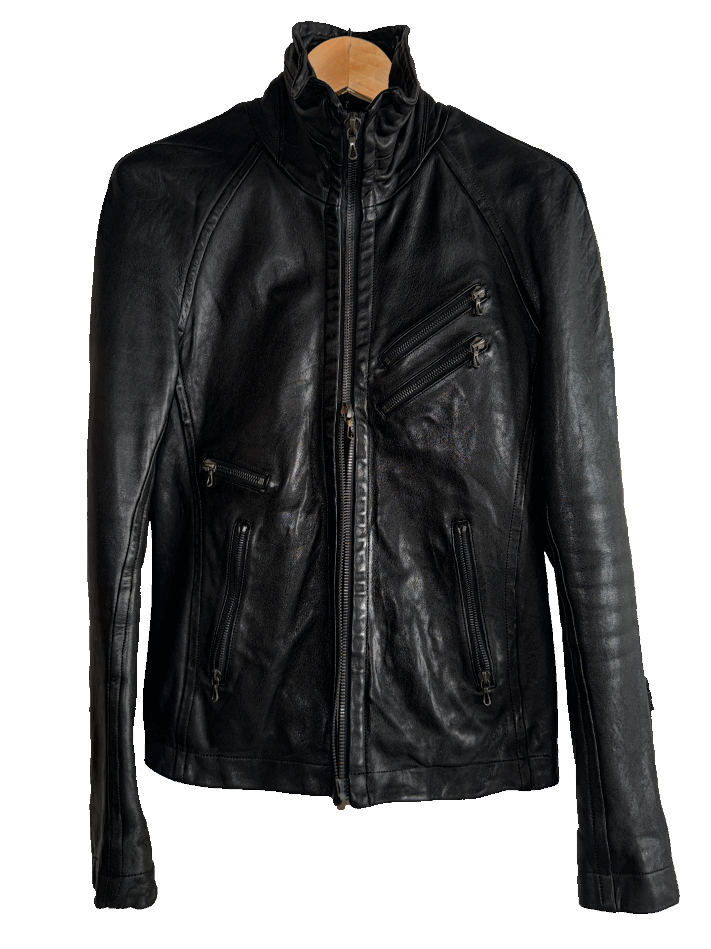 Julius _7 08 S/S Jut Neck Leather Jacket | Grailed