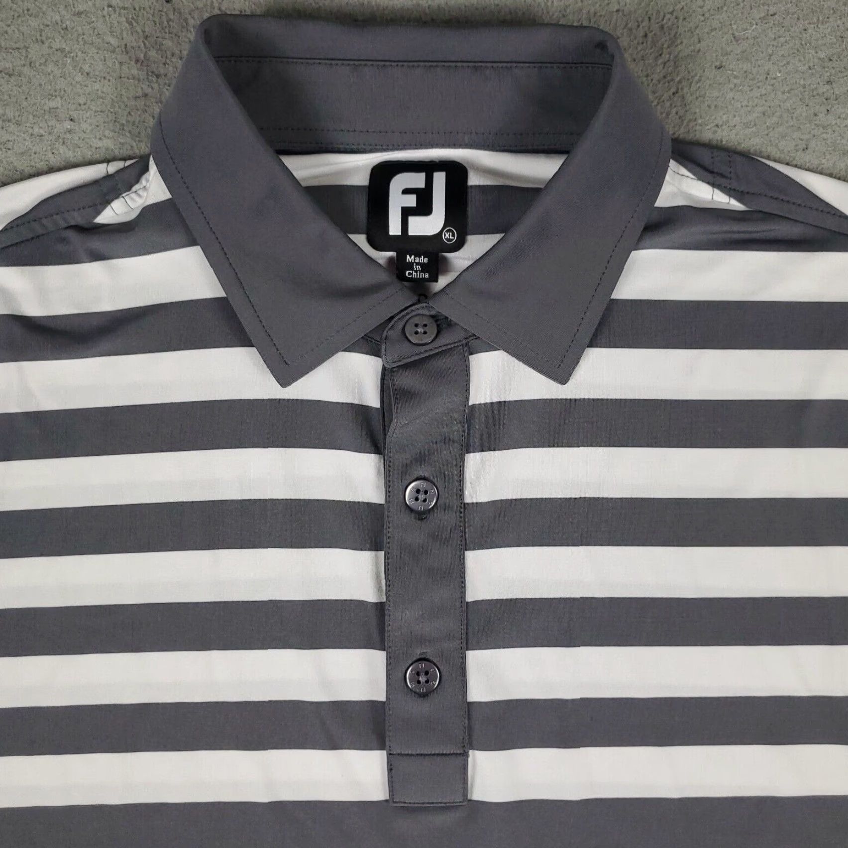 Footjoy FJ FootJoy Polo Shirt Mens Size XL Gray Striped Golf Casual Short Sleeve Size US XL / EU 56 / 4 - 2 Thumbnail