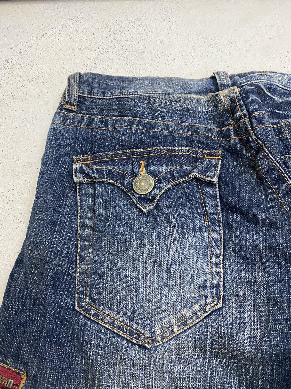 GOSTAR DE FUGA × Japanese Brand Vintage Rattle Rap Unique Faded Wash Zipper Accents Ripped Size US 33 - 18 Thumbnail